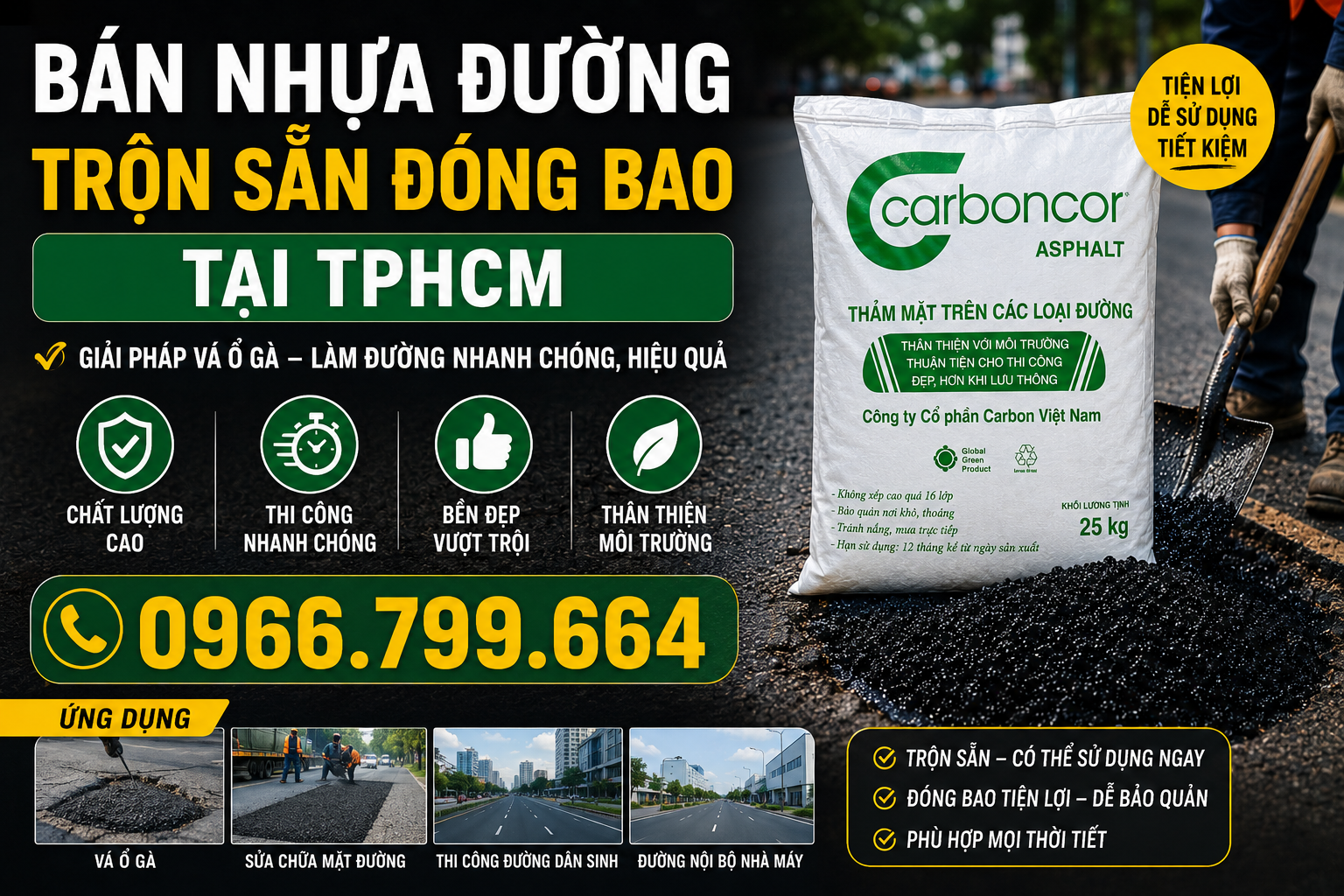 Bán Nhựa Đường Trộn Sẵn Đóng Bao Tại TPHCM