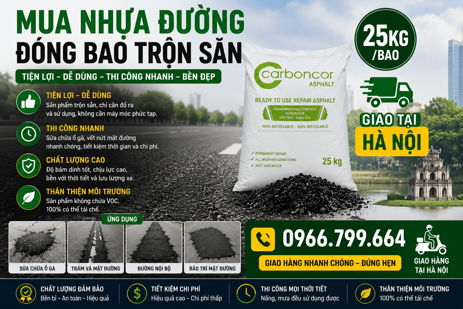 Bán Nhựa Đường Trộn Sẵn Đóng Bao Hà Nội