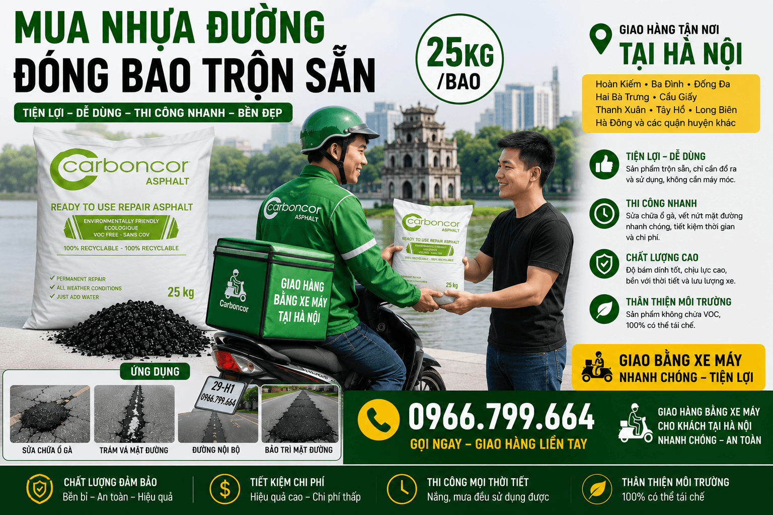 Bán Nhựa Đường Trộn Sẵn Đóng Bao ở Hà Nội