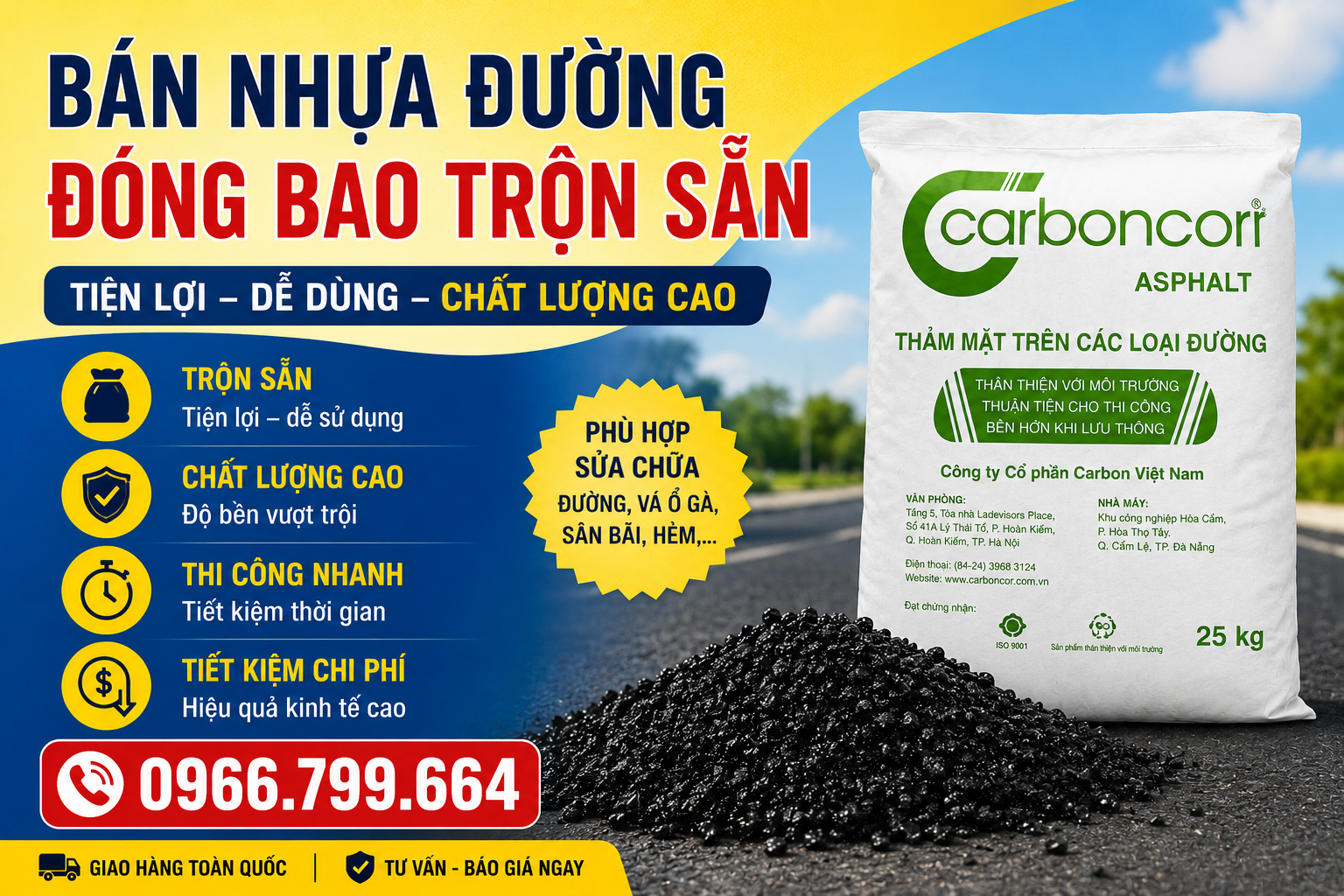 Bán Nhựa Đường Trộn Sẵn Đóng Bao