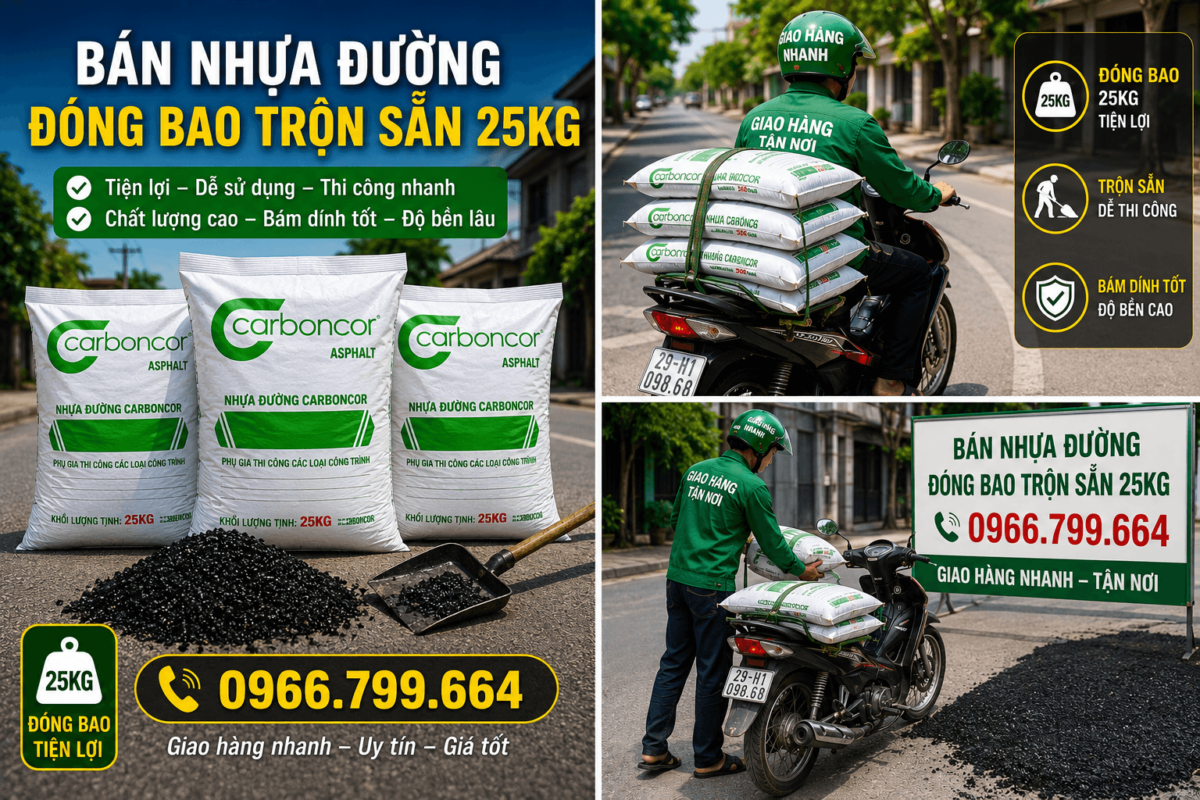 Mua Nhựa Đường Đóng Bao Vá Ổ Gà