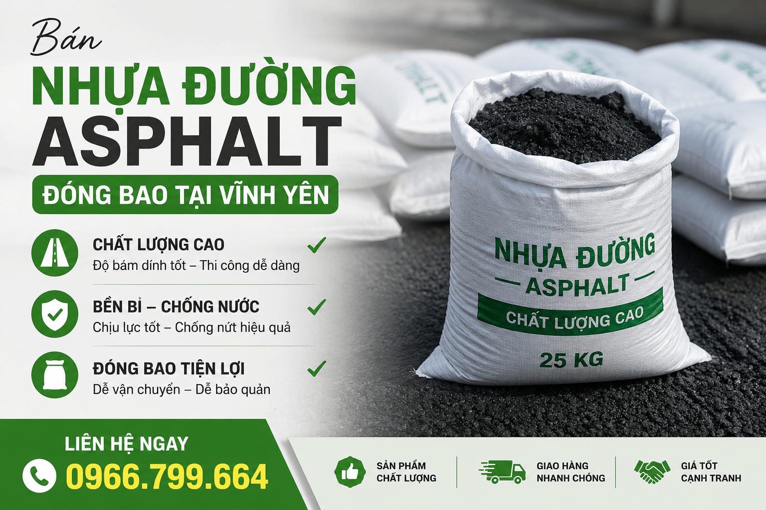 Bán Nhựa Đường Asphalt Đóng Bao Tại Vĩnh Yên