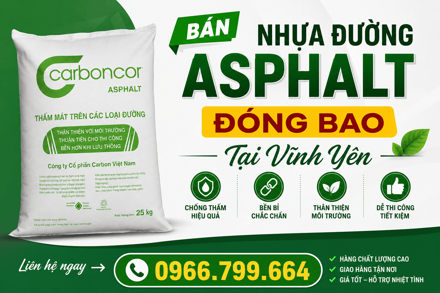 Bán Nhựa Đường Asphalt Đóng Bao Vĩnh Yên