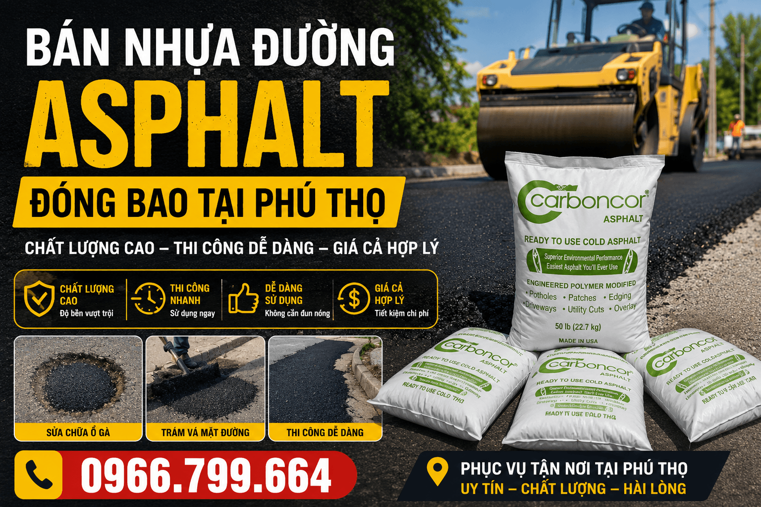 Bán Nhựa Đường Asphalt Đóng Bao ở Phú Thọ