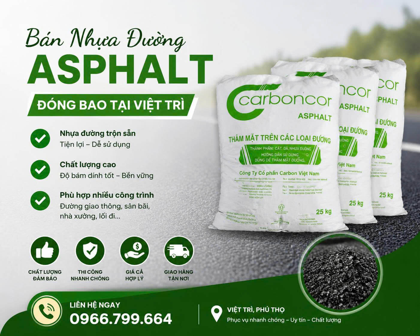 Bán Nhựa Đường Asphalt Đóng Bao ở Tại Việt Trì