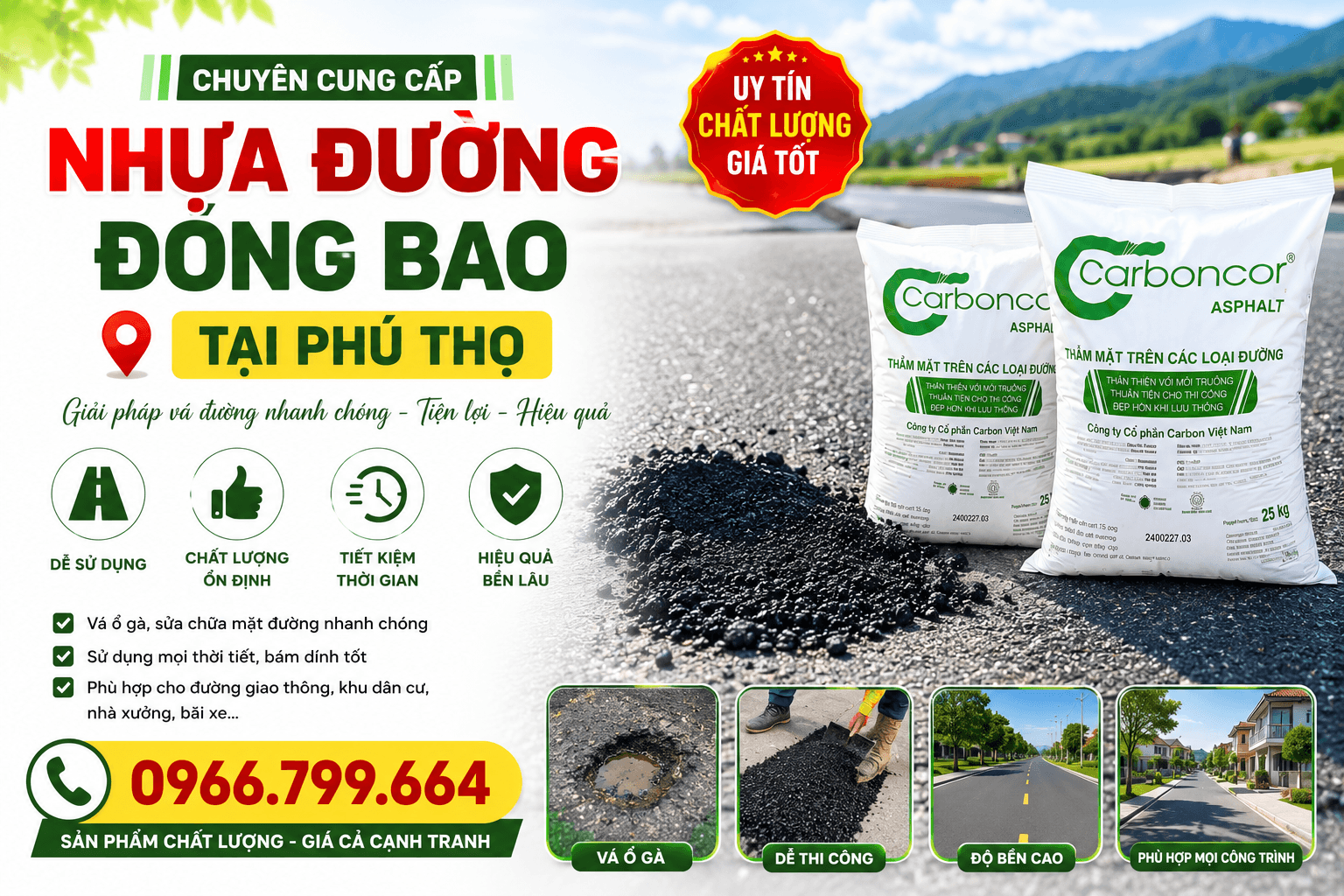 Bán Nhựa Đường Đóng Bao Tại Phú Thọ