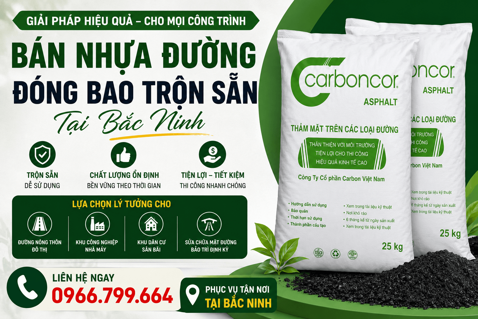 Bán Nhựa Đường Đóng Bao Trộn Sẵn Tại Bắc Ninh