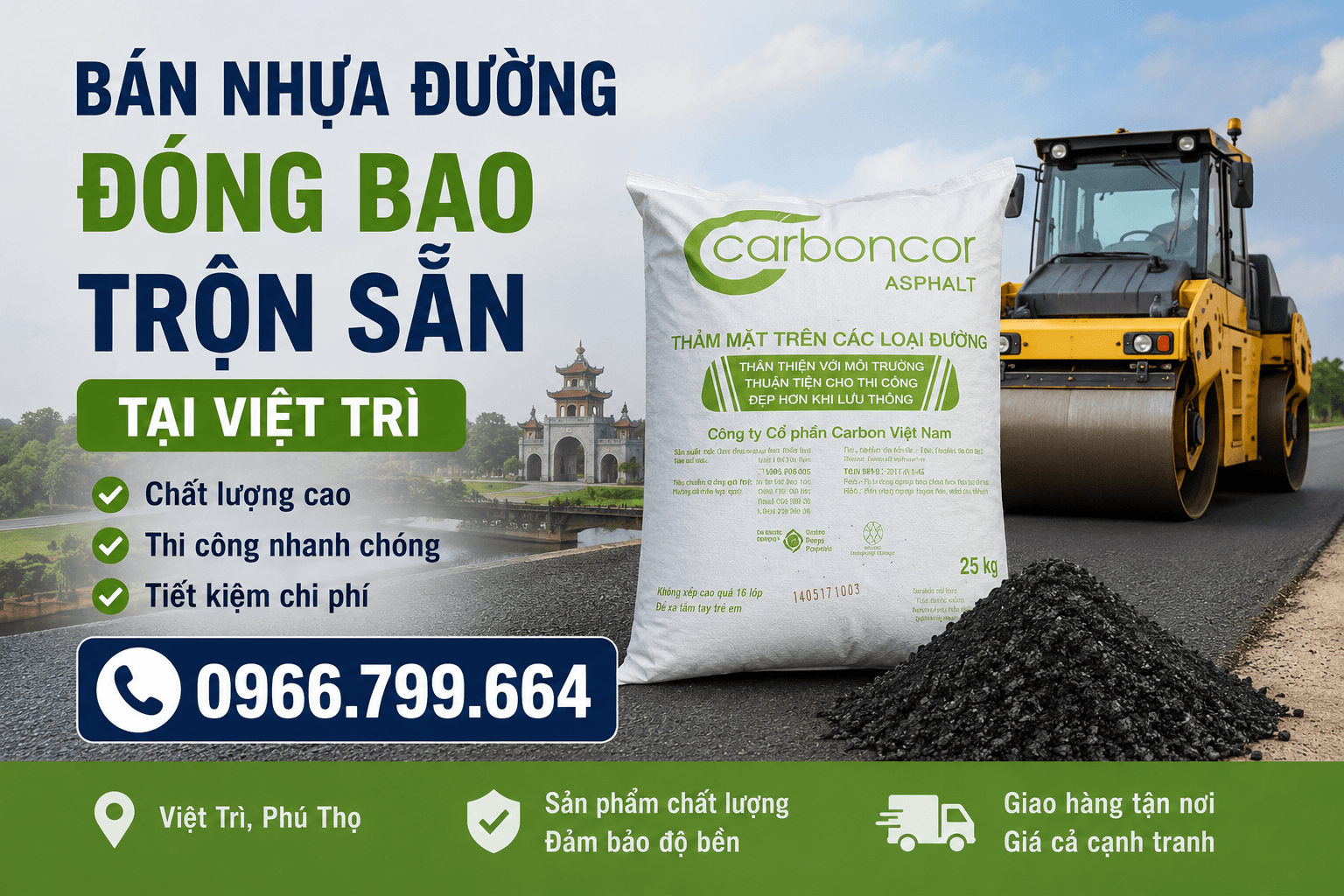 Bán Nhựa Đường Đóng Bao Trộn Sẵn Tại Việt Trì