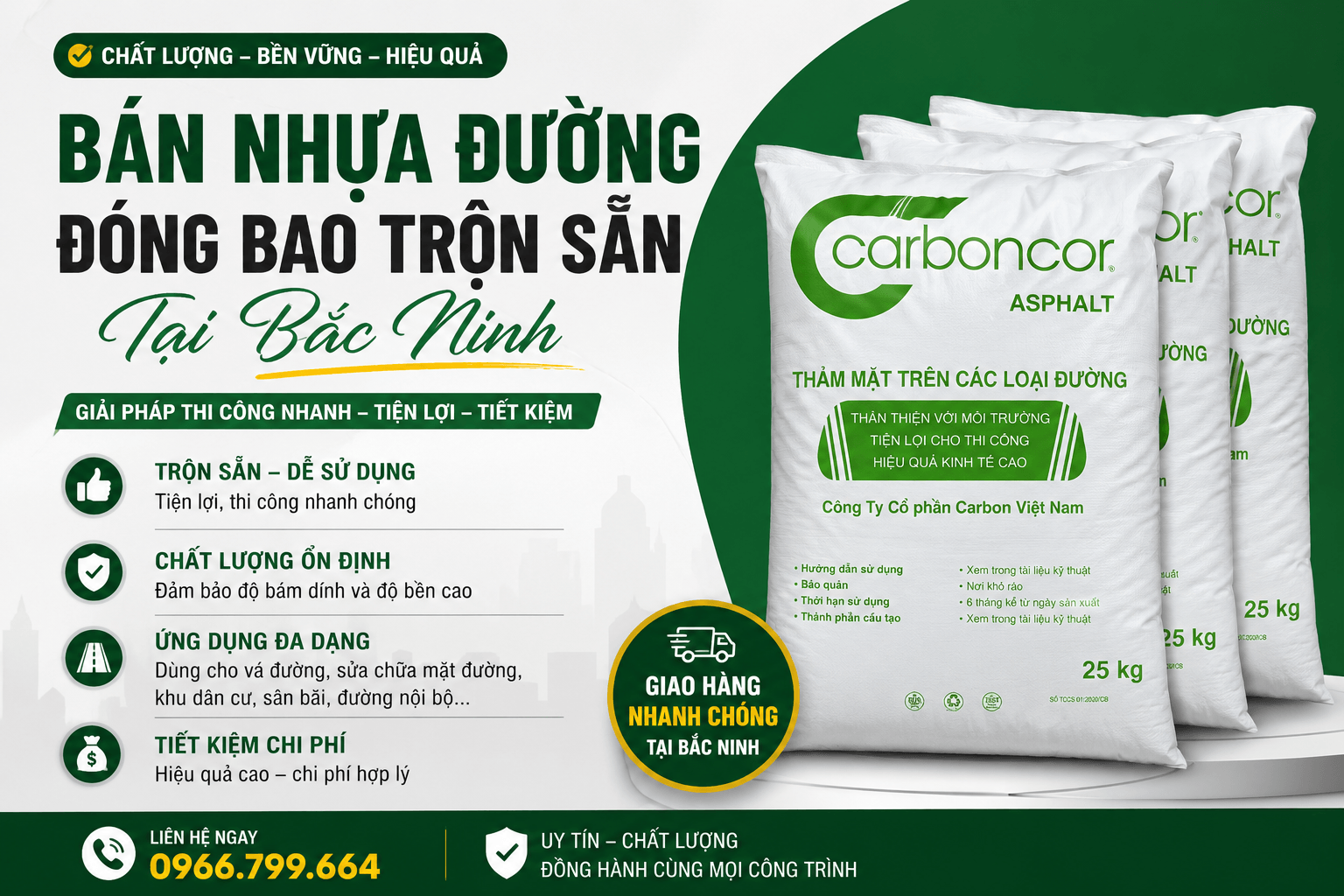Bán Nhựa Đường Đóng Bao Trộn Sẵn ở Bắc Ninh