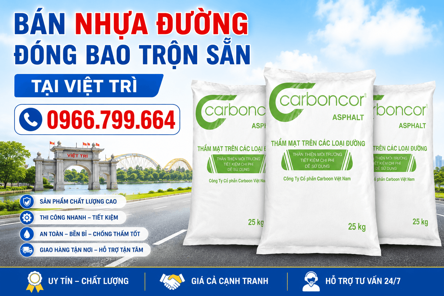 Bán Nhựa Đường Đóng Bao Trộn Sẵn ở Tại Việt Trì