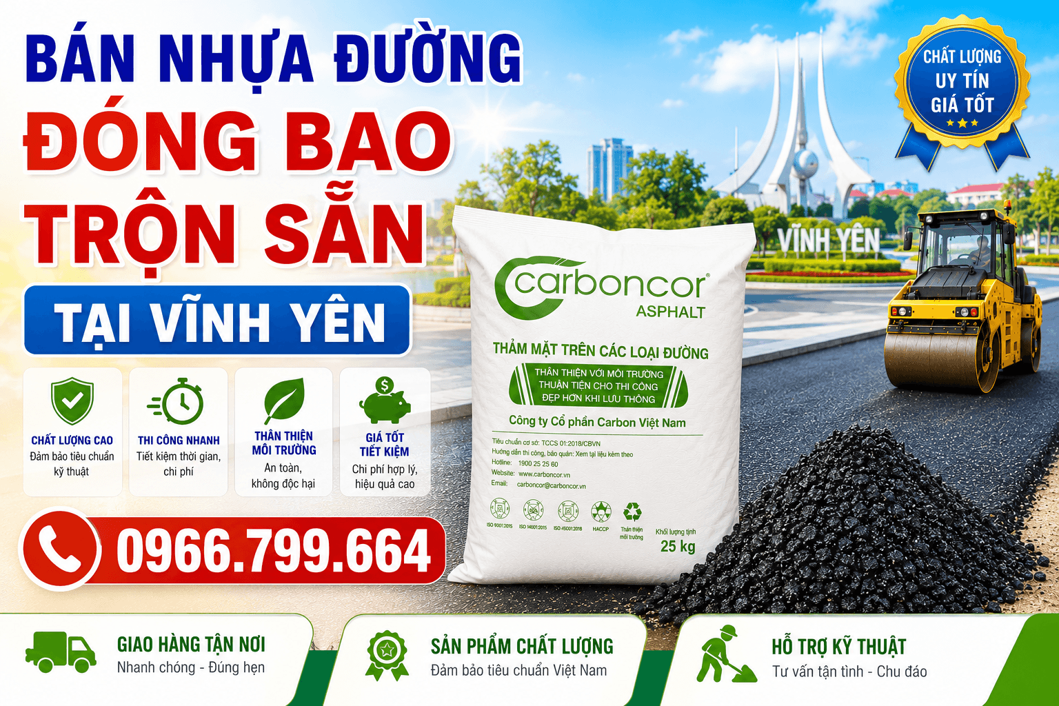 Bán Nhựa Đường Đóng Bao Trộn Sẵn ở Tại Vĩnh Yên