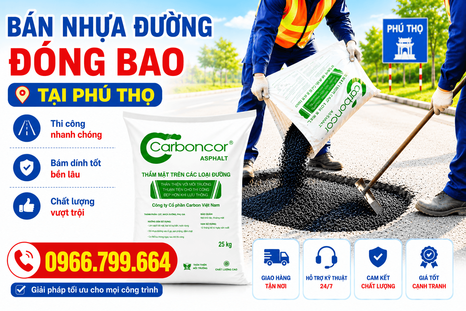 Bán Nhựa Đường Đóng Bao ở Phú Thọ