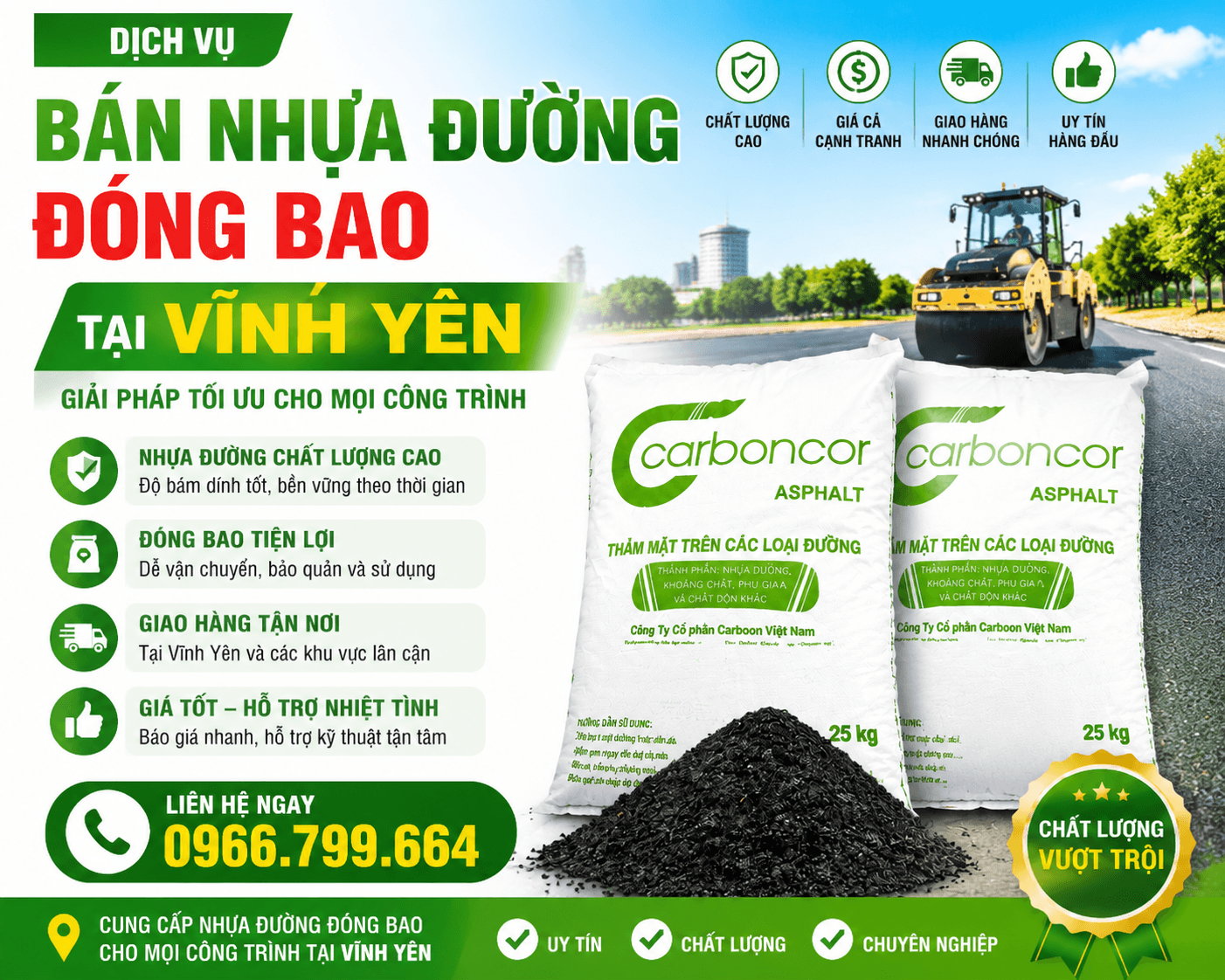 Bán Nhựa Đường Đóng Bao ở Tại Vĩnh Yên