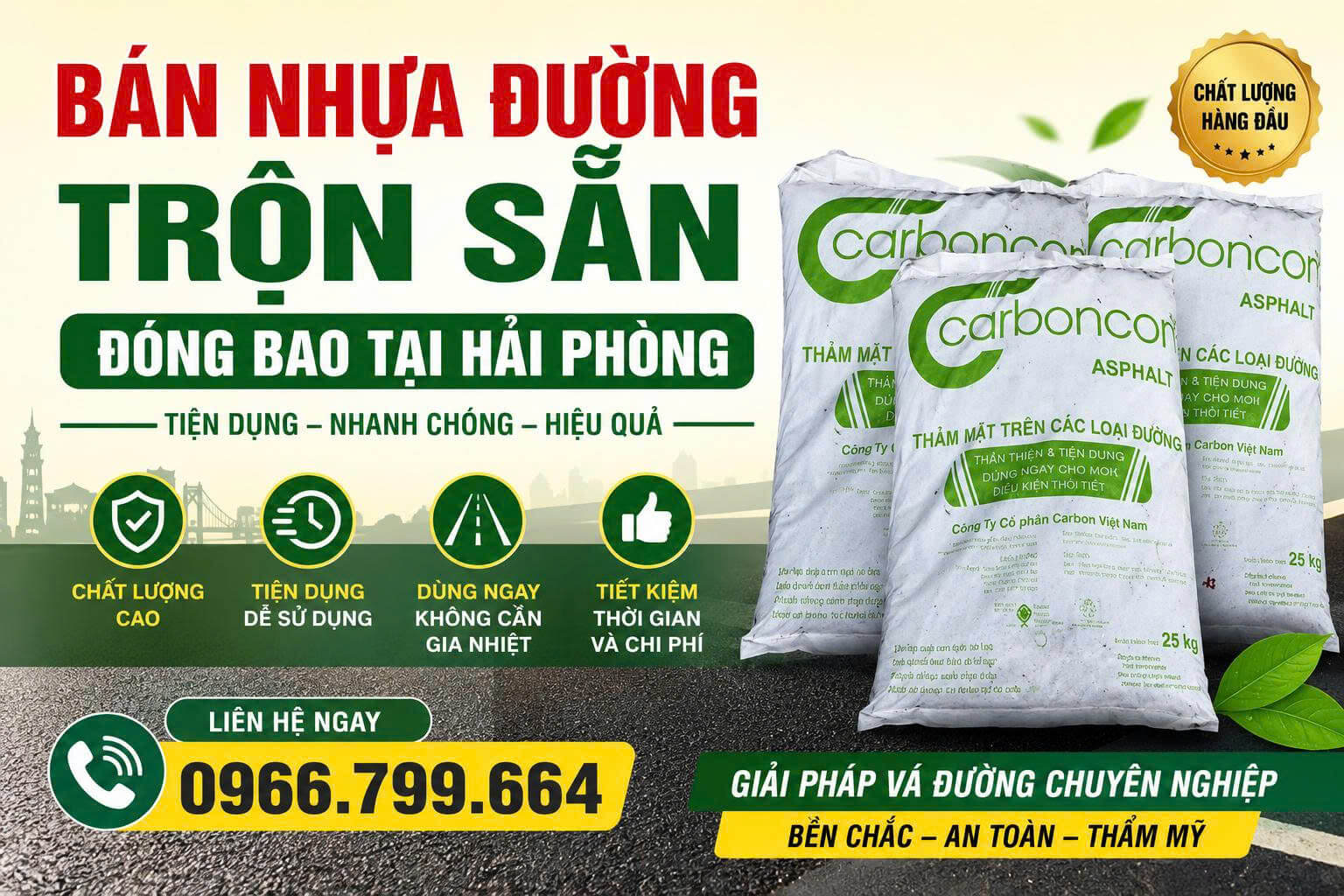 Bán Nhựa Đường Trộn Sẵn Đóng Bao Hải Phòng