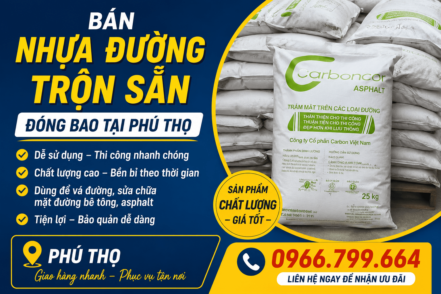 Bán Nhựa Đường Trộn Sẵn Đóng Bao ở Phú Thọ