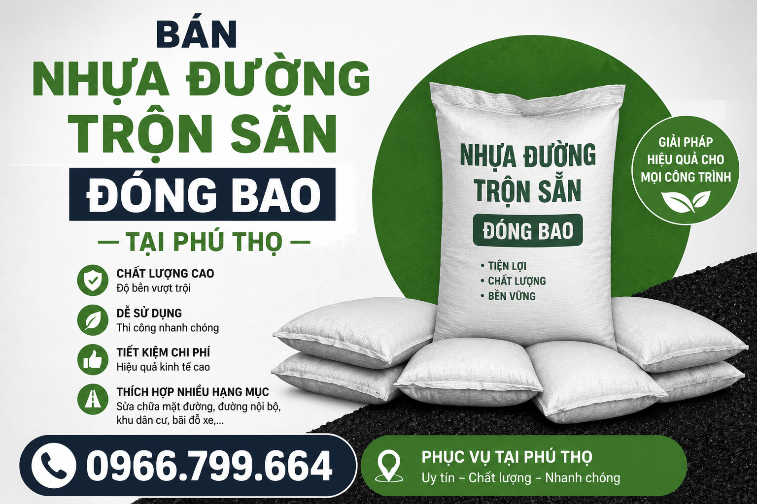 Bán Nhựa Đường Trộn Sẵn Đóng Bao ở Tại Phú Thọ