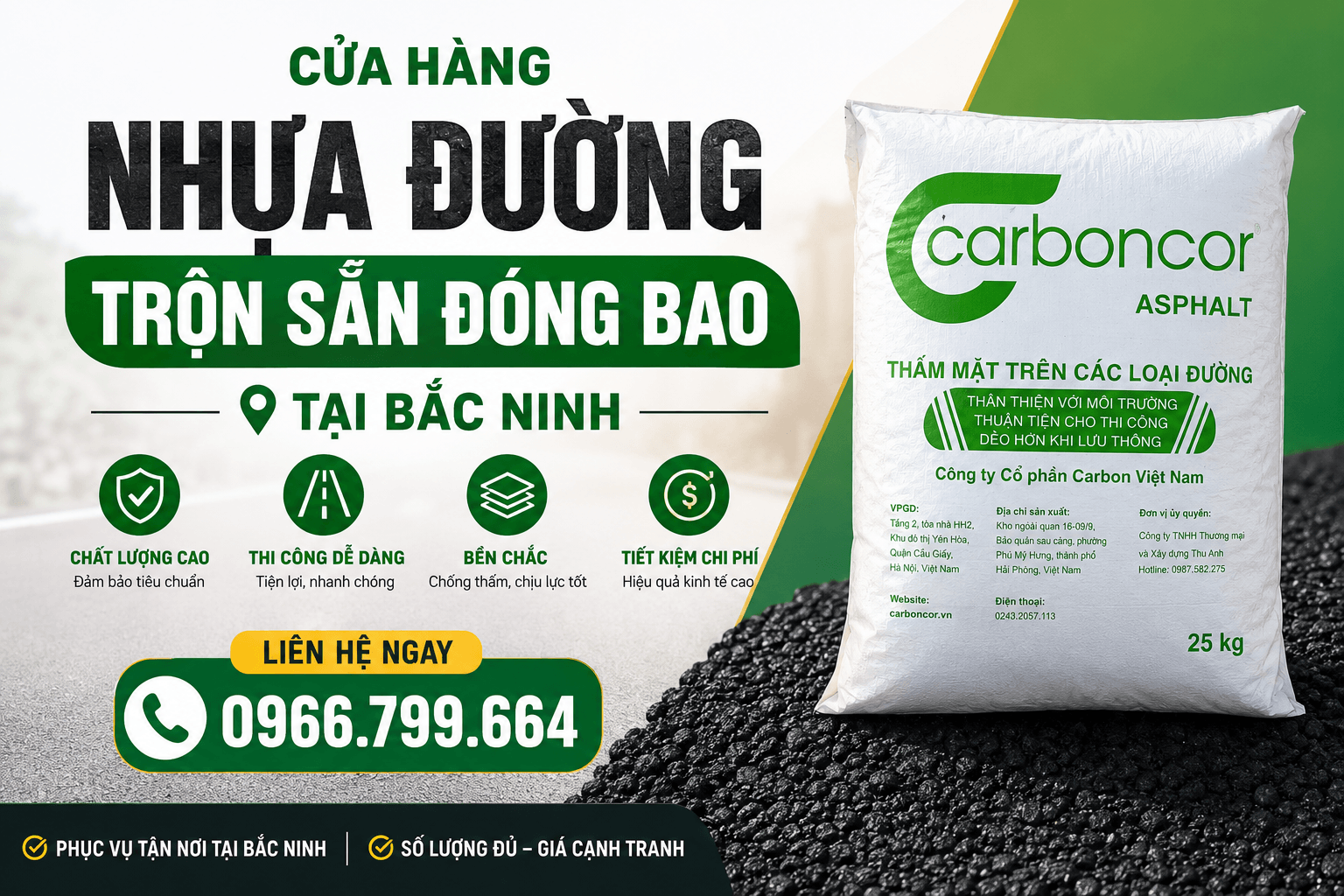 Cửa Hàng Nhựa Đường Trộn Sẵn Đóng Bao Bắc Ninh