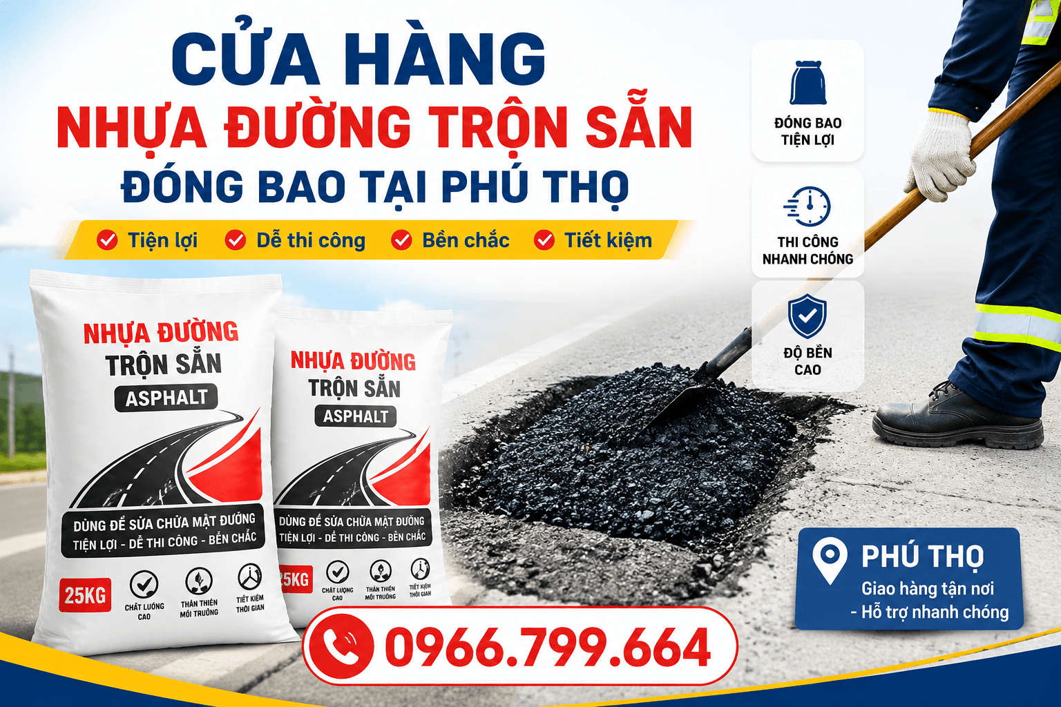 Cửa Hàng Nhựa Đường Trộn Sẵn Đóng Bao tại Phú Thọ