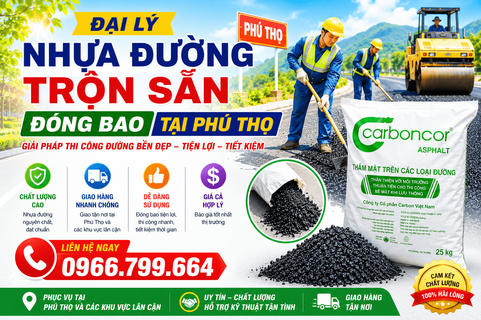 Đại Lý Nhựa Đường Trộn Sẵn Đóng Bao Phú Thọ