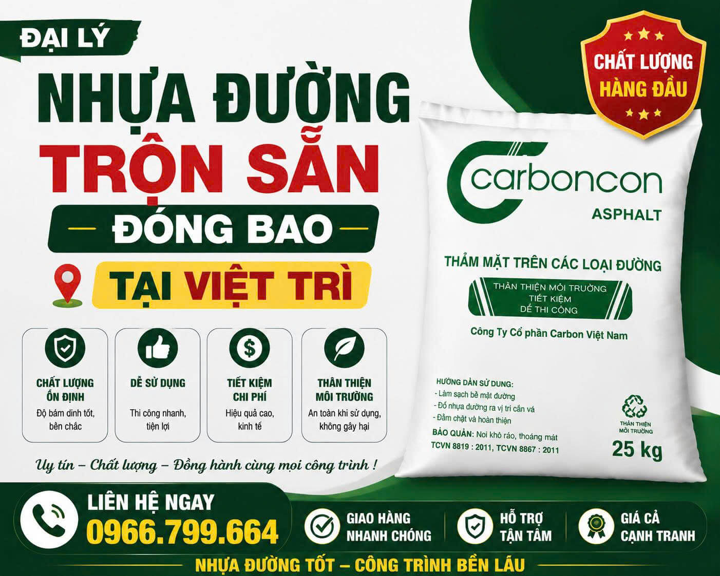 Đại Lý Nhựa Đường Trộn Sẵn Đóng Bao Tại Việt Trì