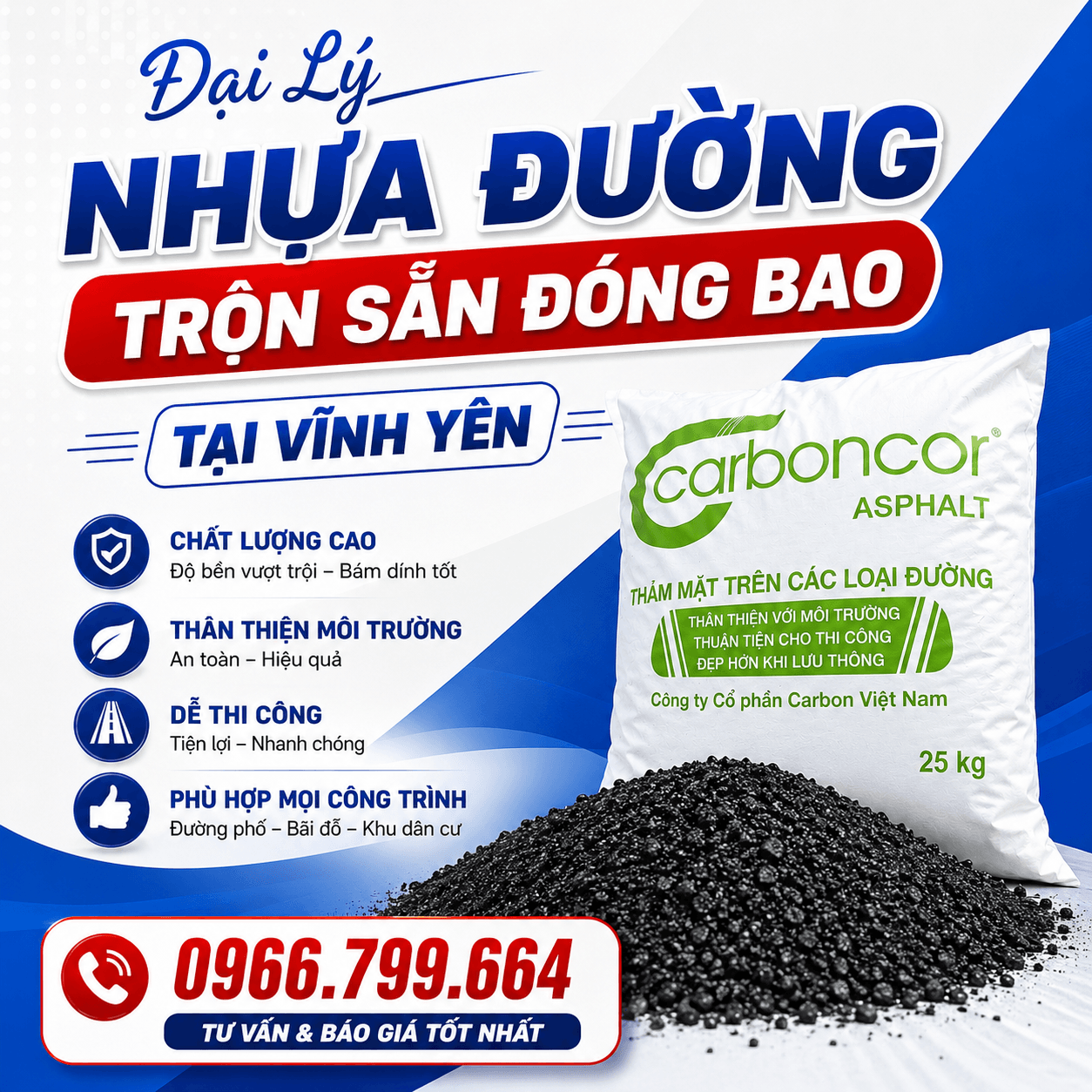 Đại Lý Nhựa Đường Trộn Sẵn Đóng Bao Vĩnh Yên