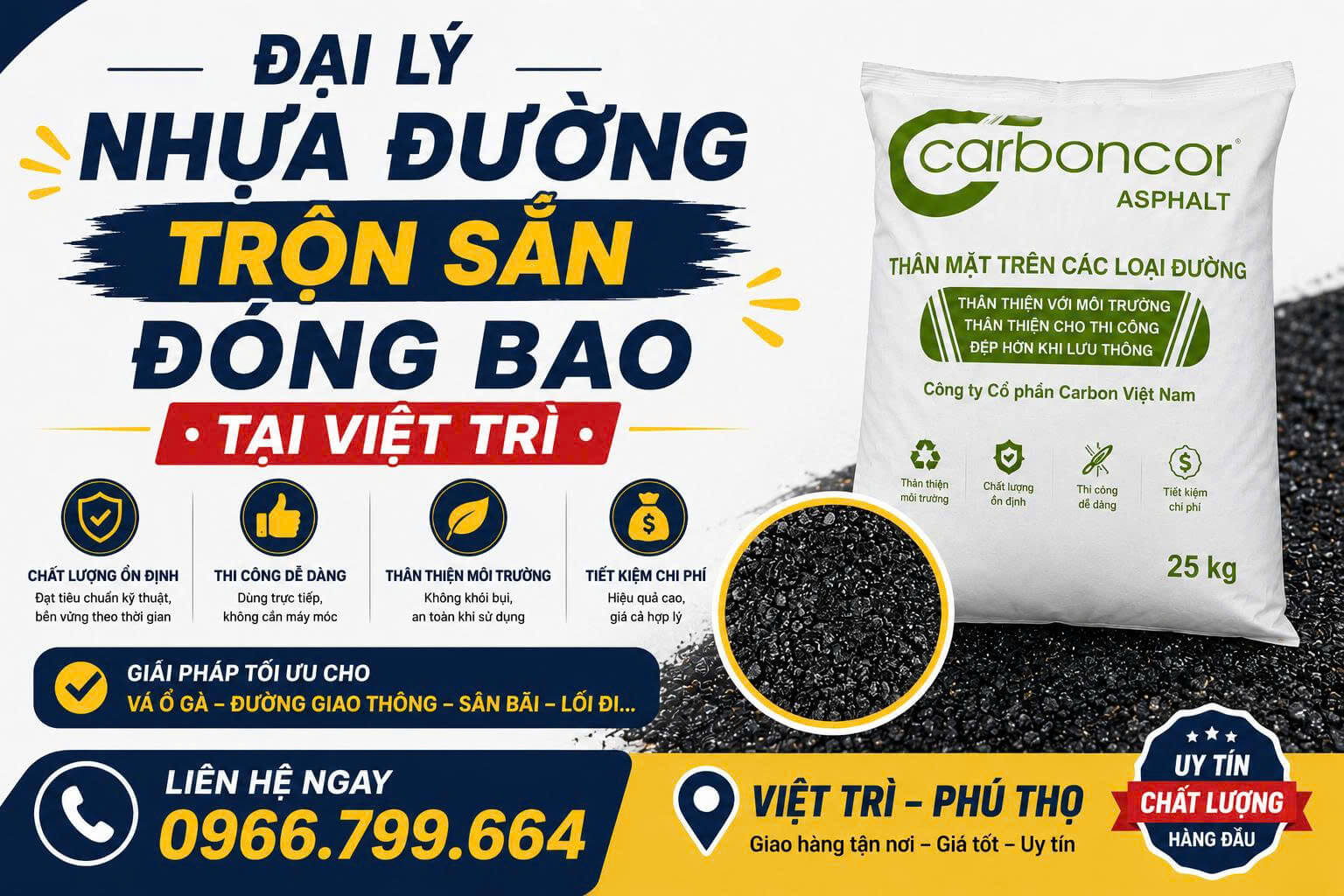 Đại Lý Nhựa Đường Trộn Sẵn Đóng Bao ở Việt Trì