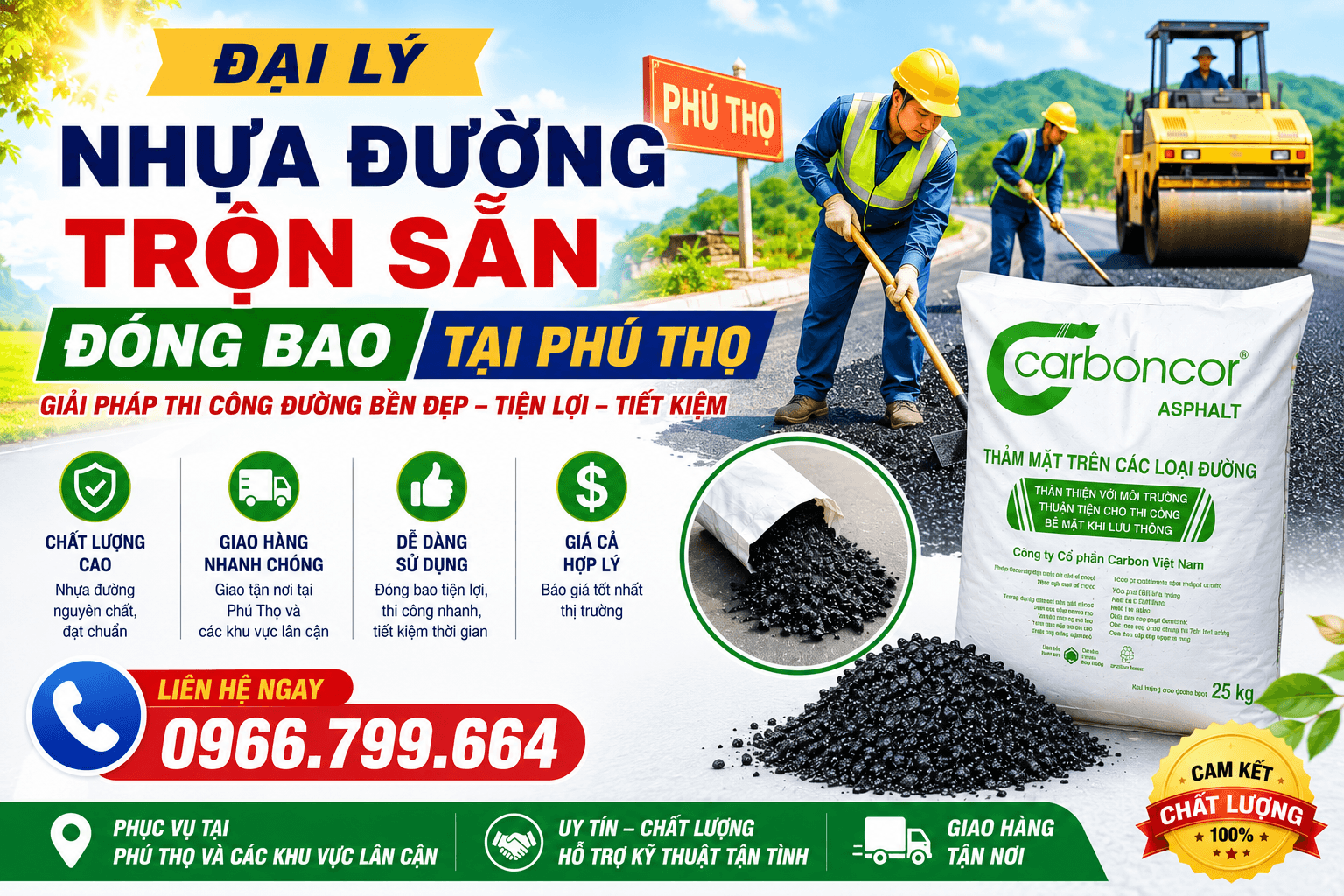 Đại Lý Nhựa Đường Trộn Sẵn Đóng Bao ở tại Phú Thọ