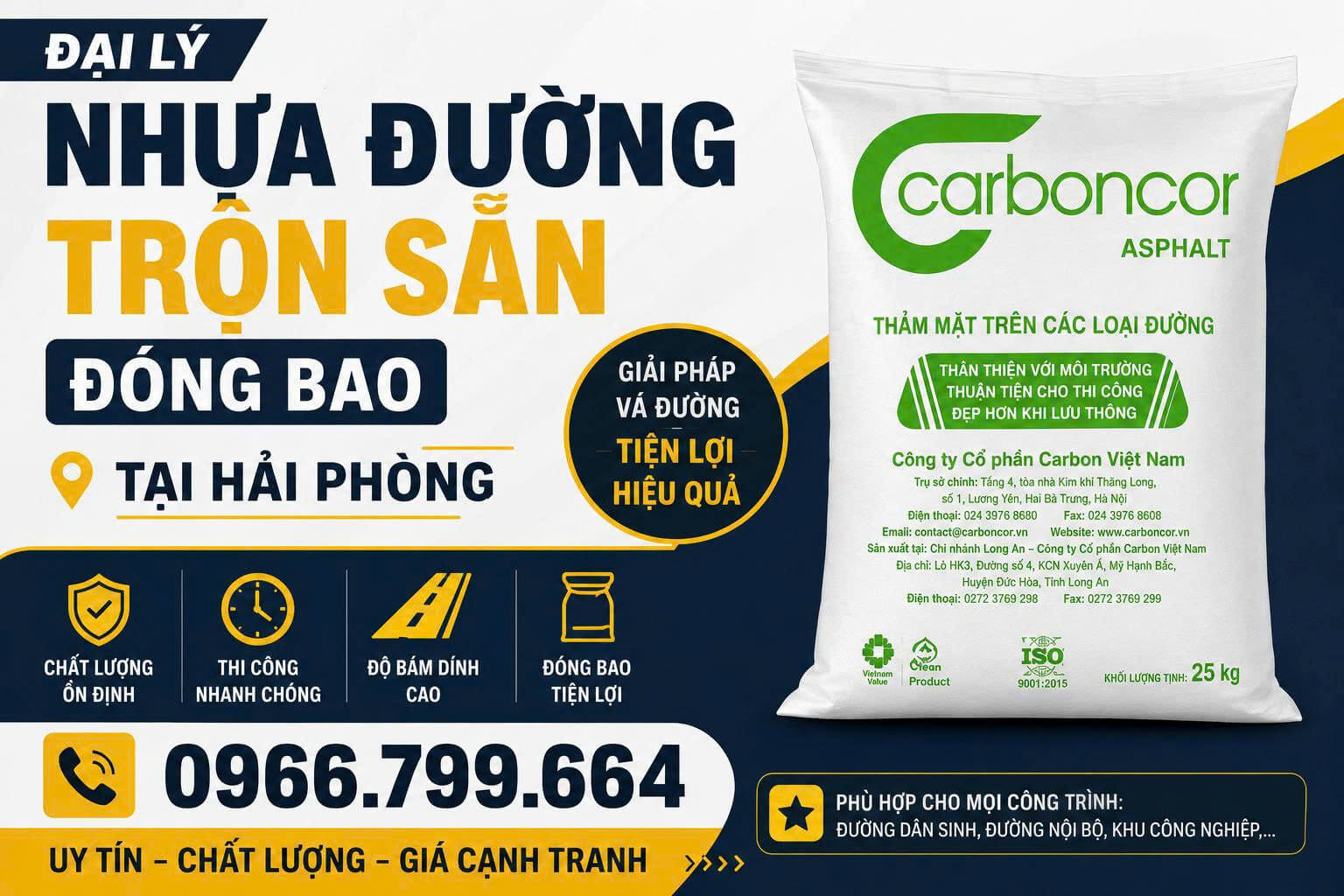 Đại Lý Nhựa Đường Trộn Sẵn Đóng Bao tại Hải Phòng