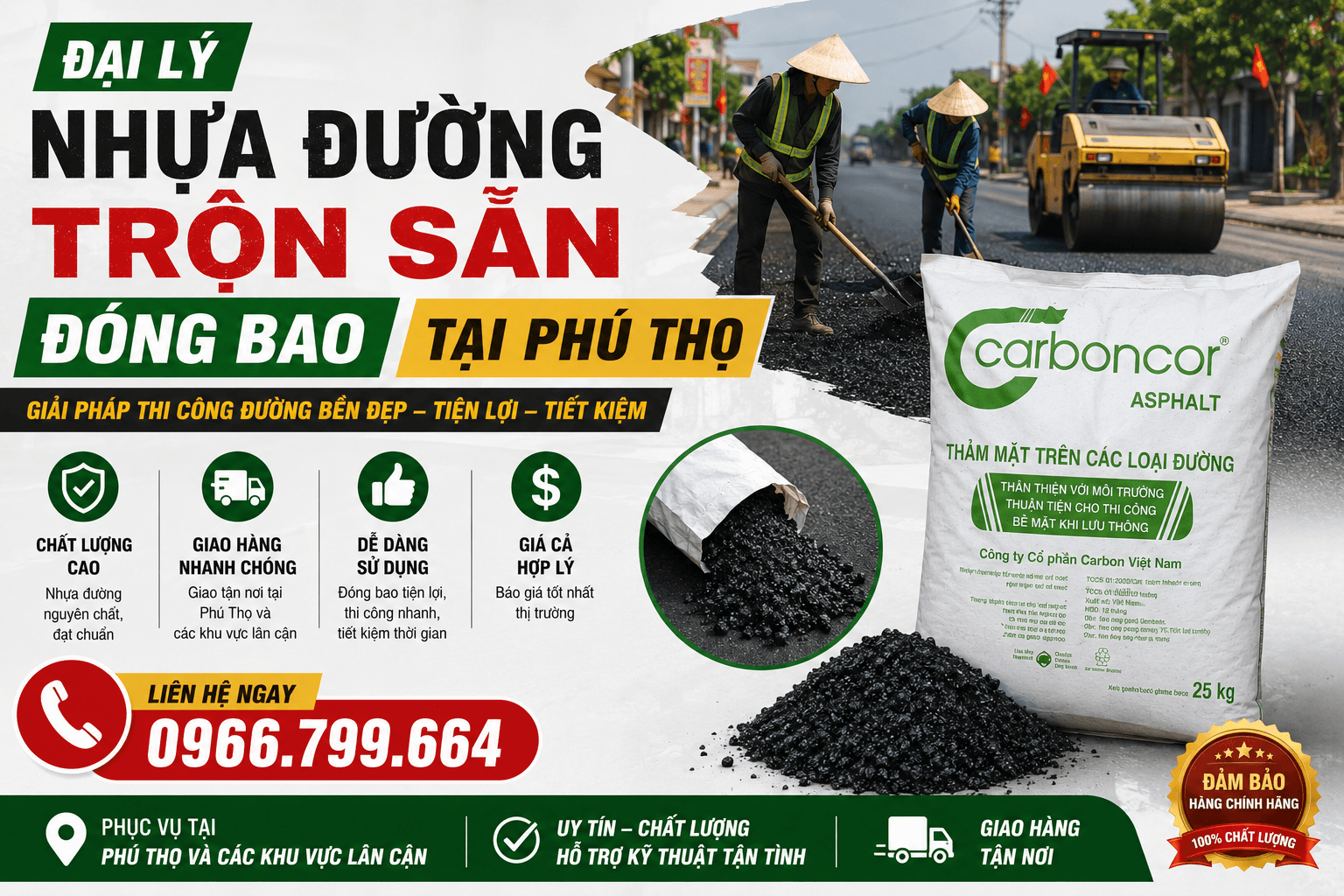 Đại Lý Nhựa Đường Trộn Sẵn Đóng Bao tại Phú Thọ