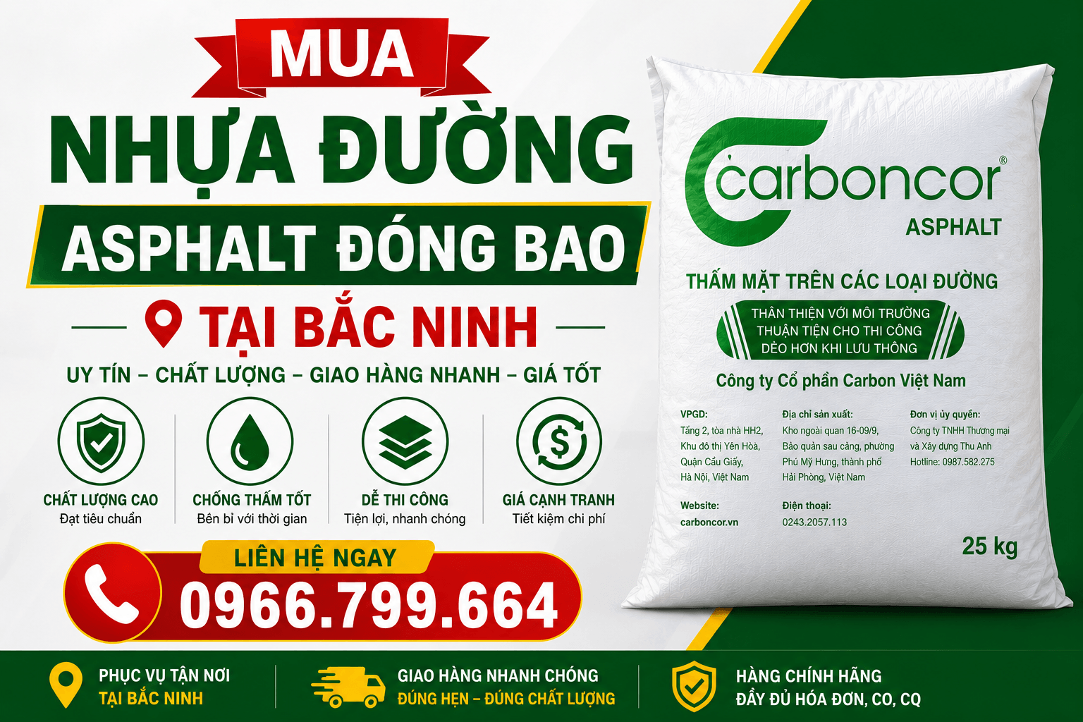Mua Nhựa Đường Asphalt Đóng Bao Tại Bắc Ninh