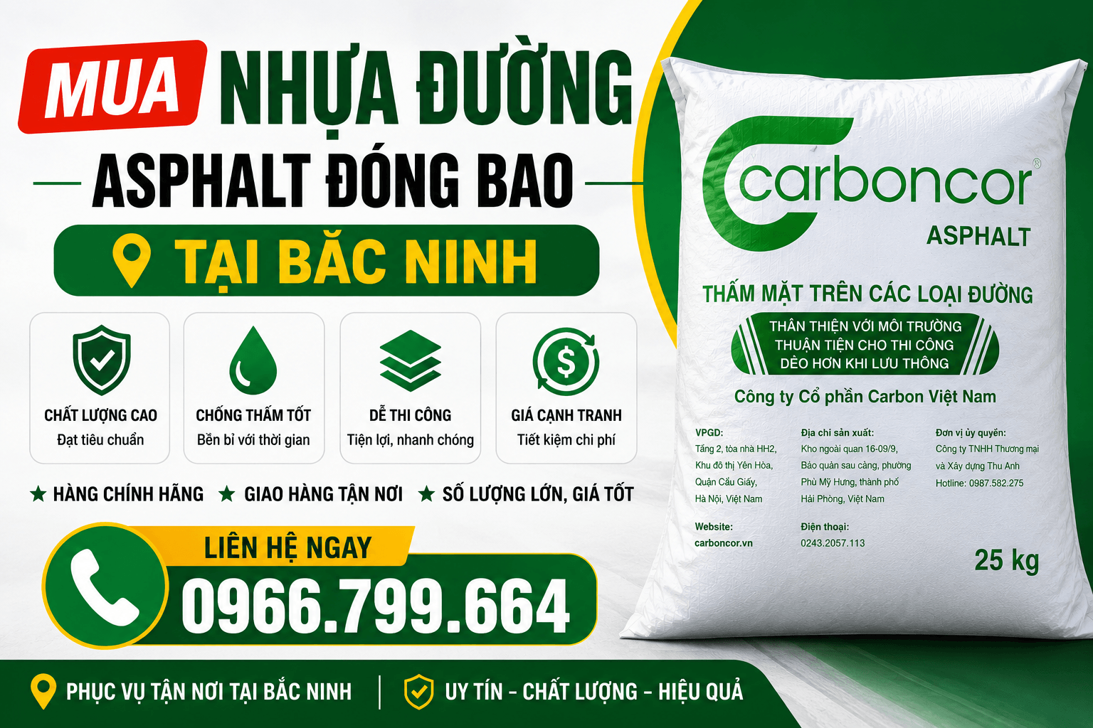 Mua Nhựa Đường Asphalt Đóng Bao ở Bắc Ninh