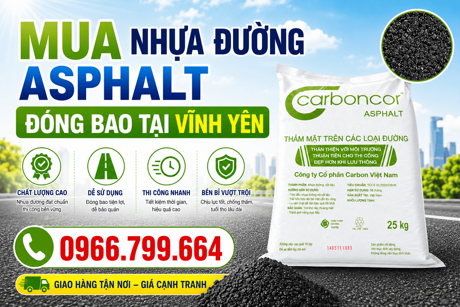 Mua Nhựa Đường Asphalt Đóng Bao ở Tại Vĩnh Yên
