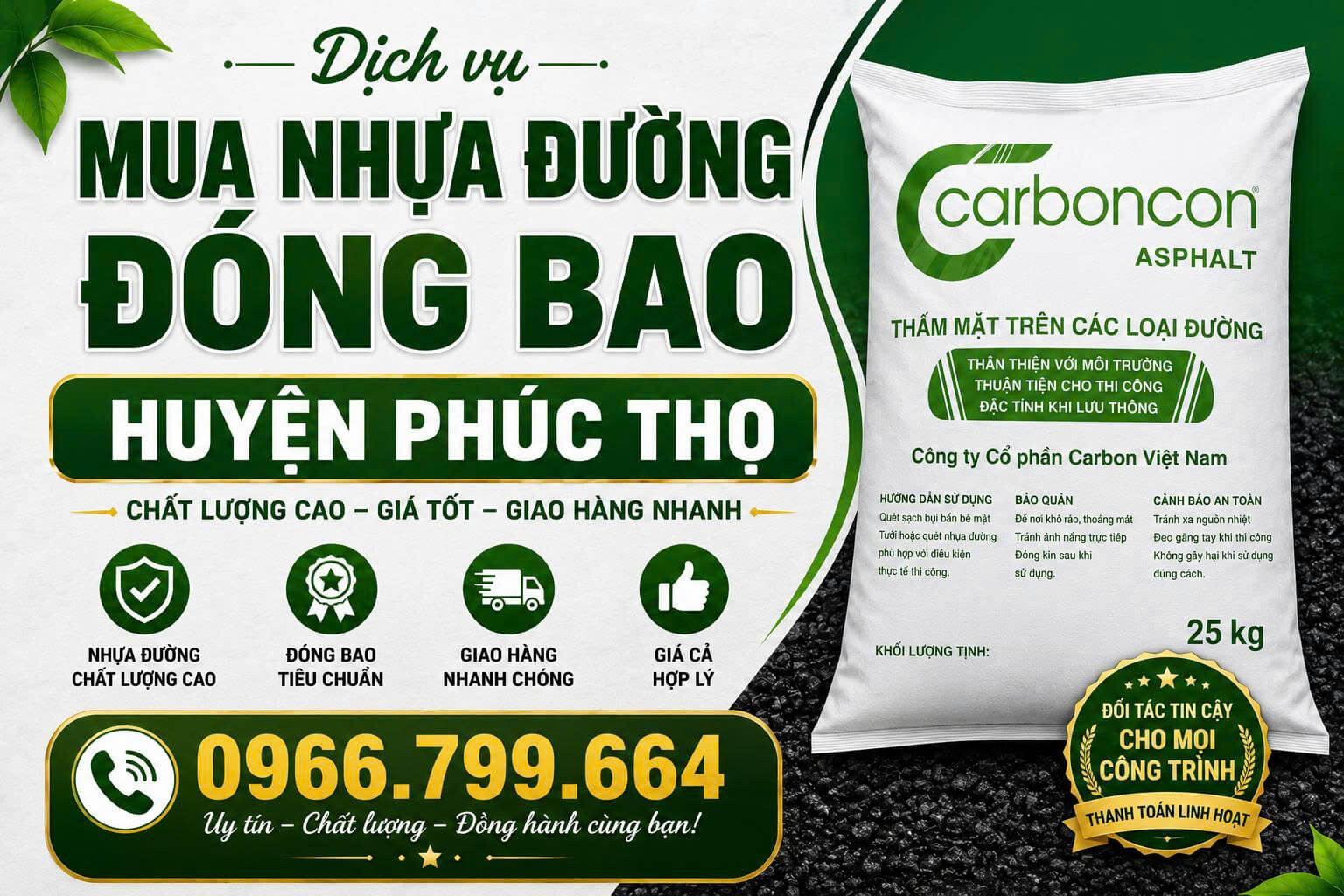 Mua Nhựa Đường Đóng Bao Tại Phúc Thọ