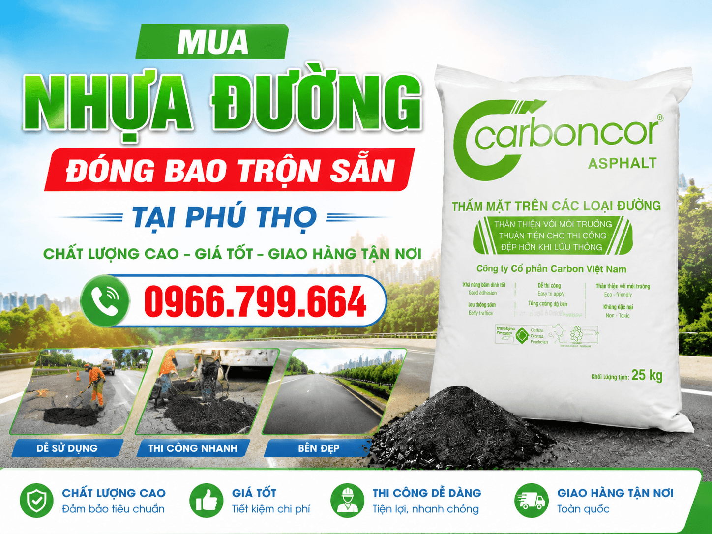 Mua Nhựa Đường Đóng Bao Trộn Sẵn Phú Thọ