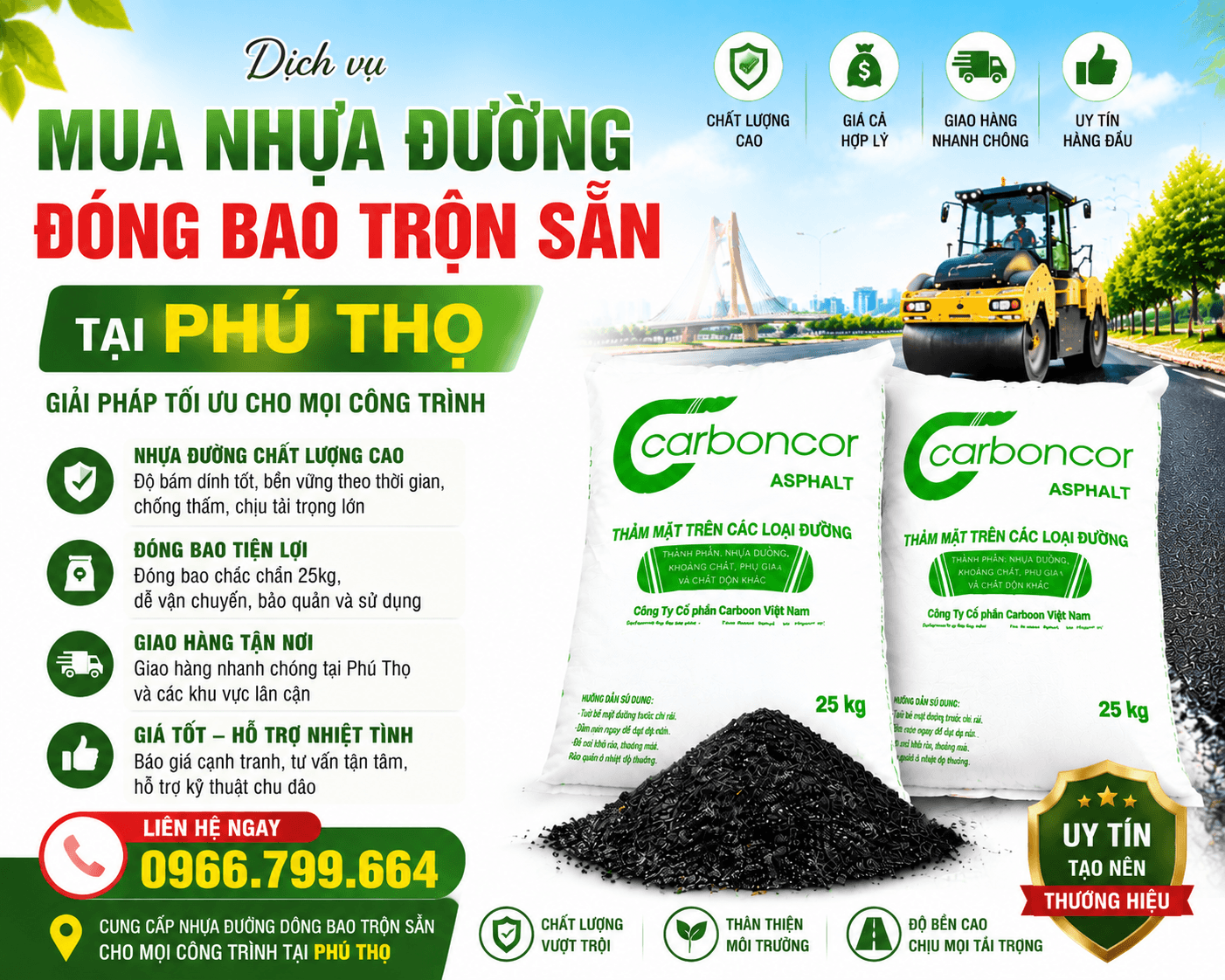 Mua Nhựa Đường Đóng Bao Trộn Sẵn Tại Phú Thọ