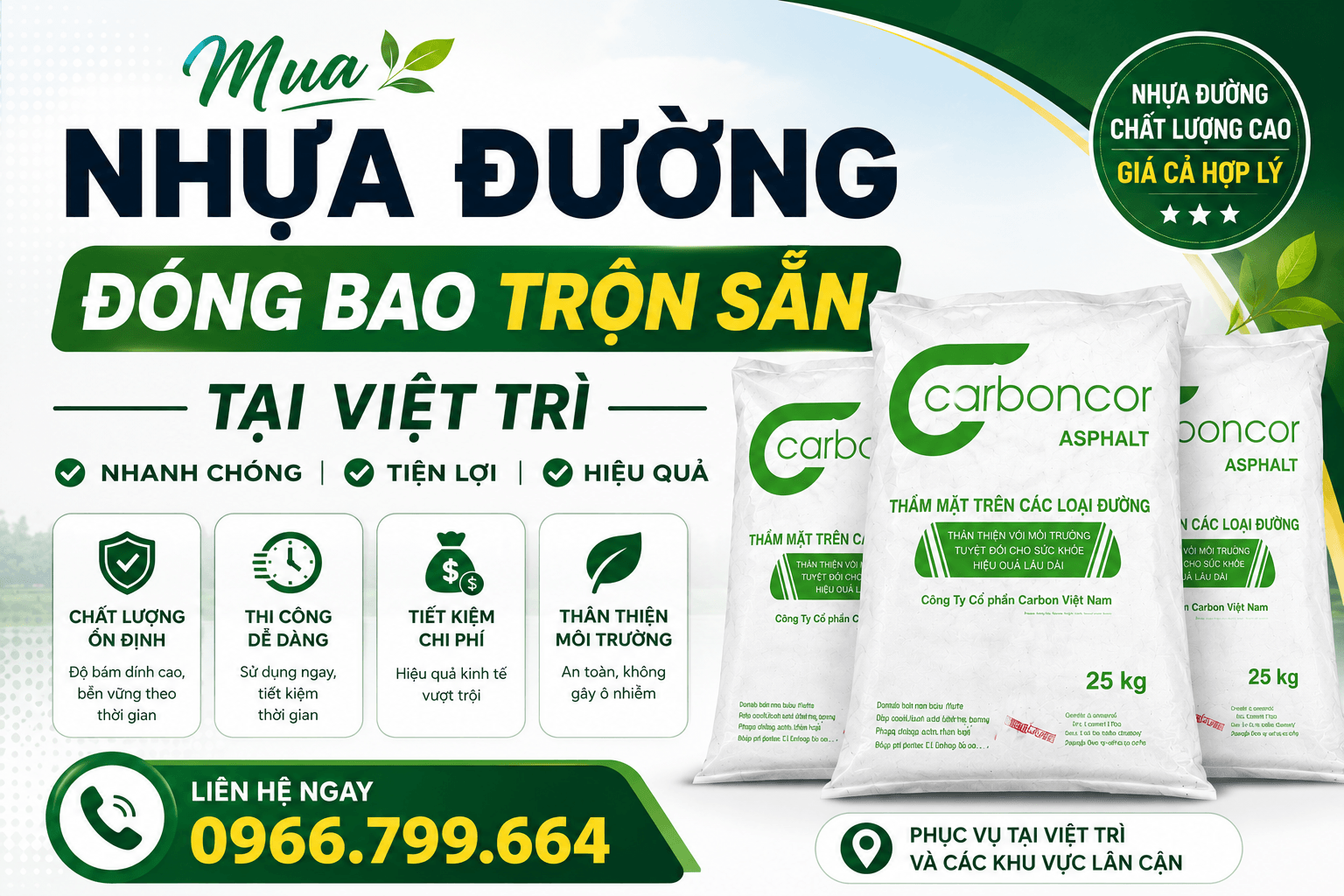 Mua Nhựa Đường Đóng Bao Trộn Sẵn Tại Việt Trì