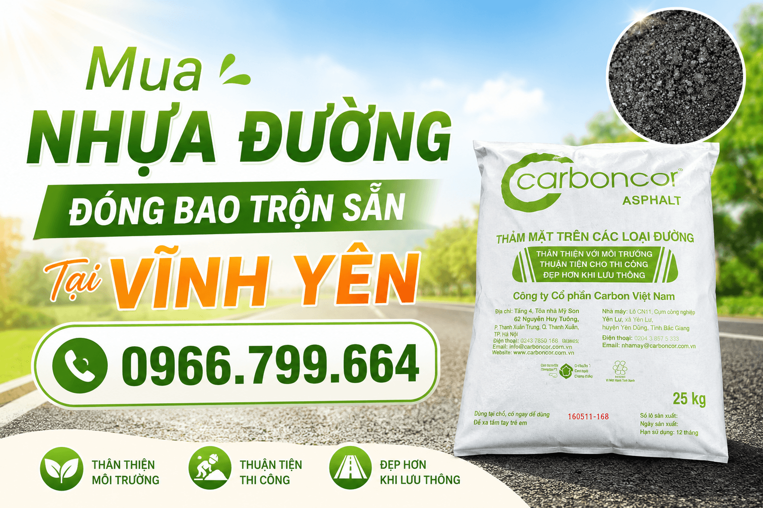 Mua Nhựa Đường Đóng Bao Trộn Sẵn Tại Vĩnh Yên