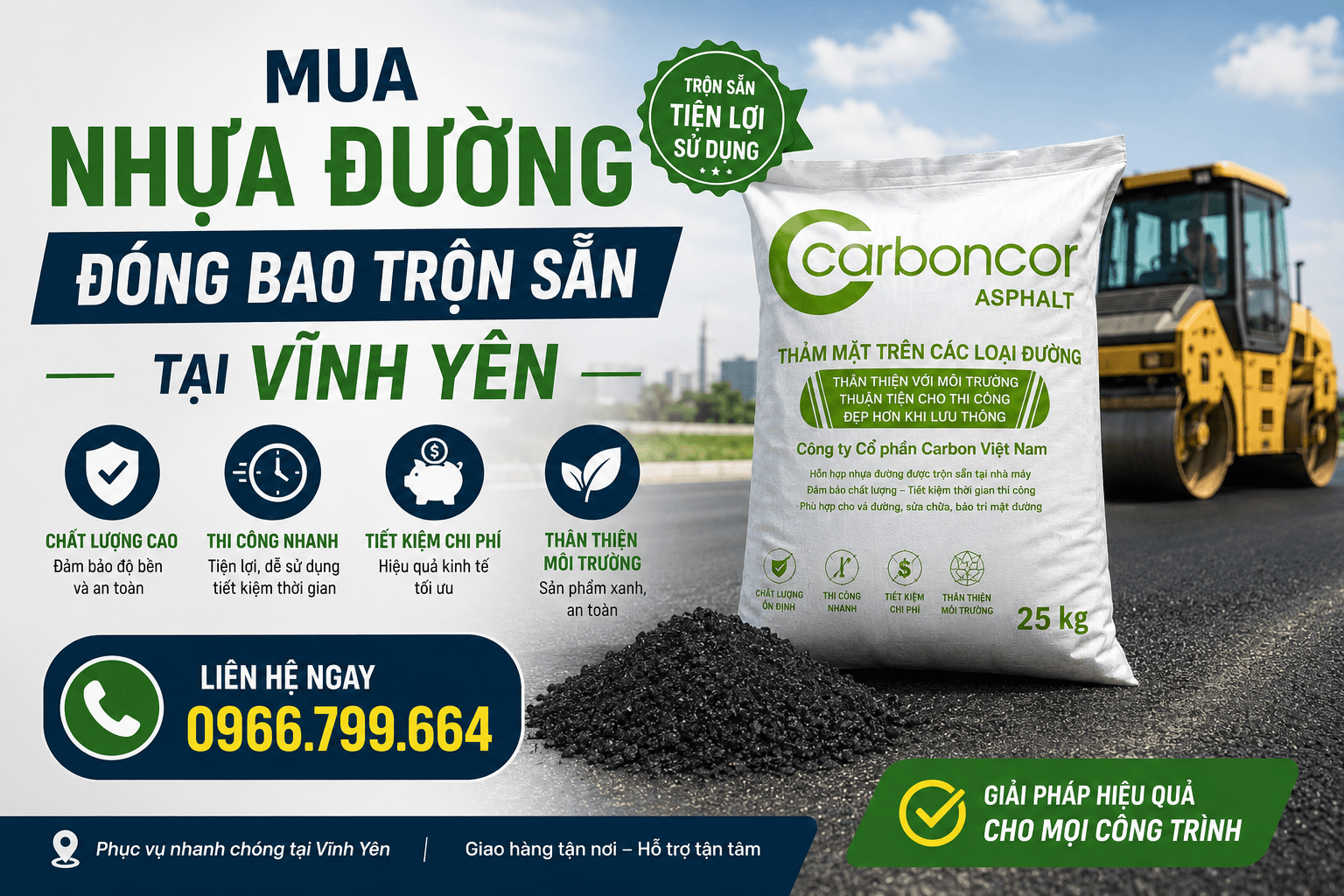 Mua Nhựa Đường Đóng Bao Trộn Sẵn Vĩnh Yên