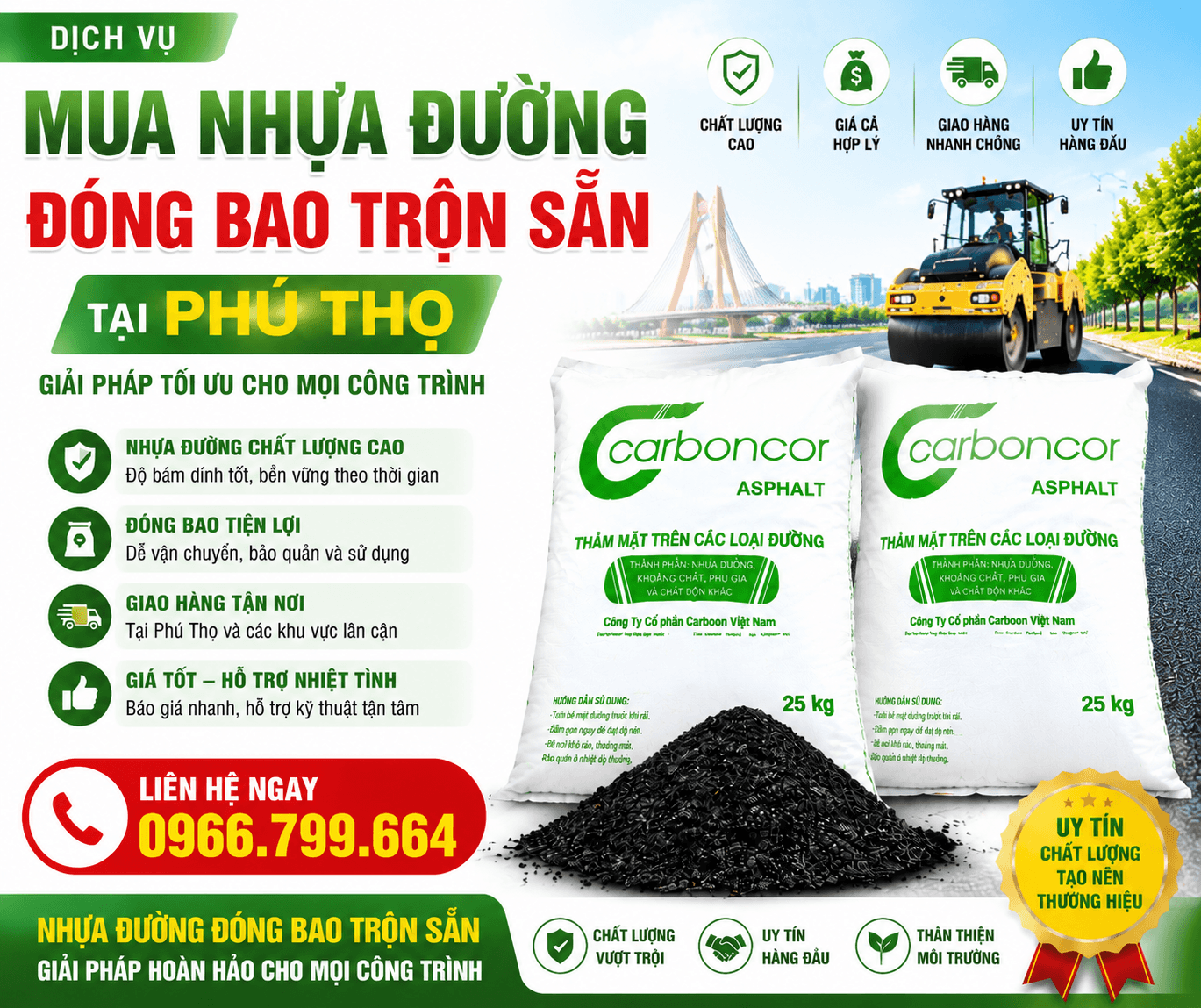 Mua Nhựa Đường Đóng Bao Trộn Sẵn ở Tại Phú Thọ