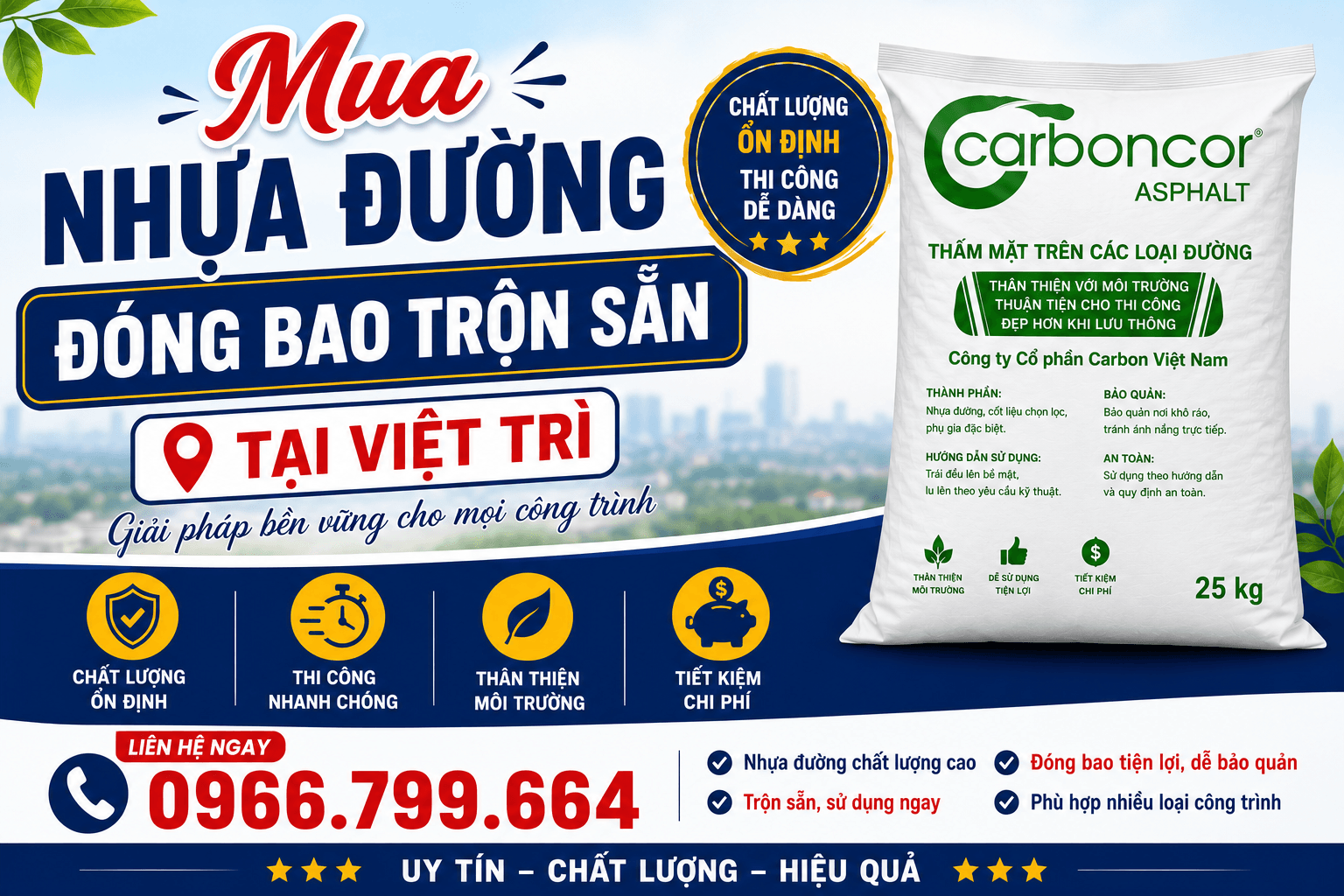 Mua Nhựa Đường Đóng Bao Trộn Sẵn ở Việt Trì