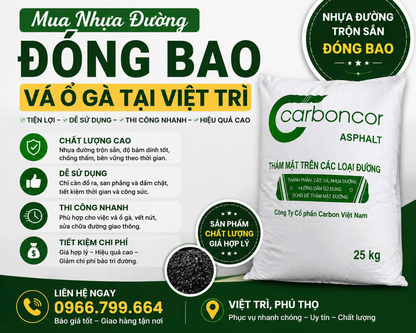 Mua Nhựa Đường Đóng Bao Vá Ổ Gà