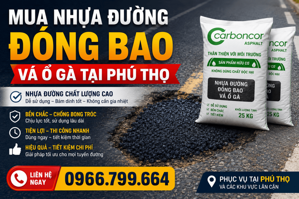Mua Nhựa Đường Đóng Bao Vá Ổ Gà
