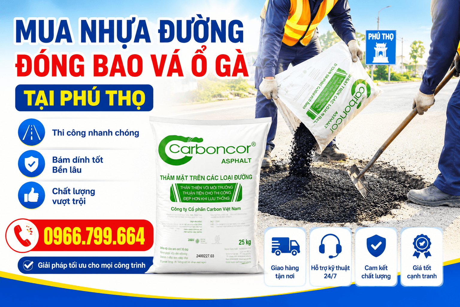 Mua Nhựa Đường Đóng Bao Vá Ổ Gà Tại Phú Thọ