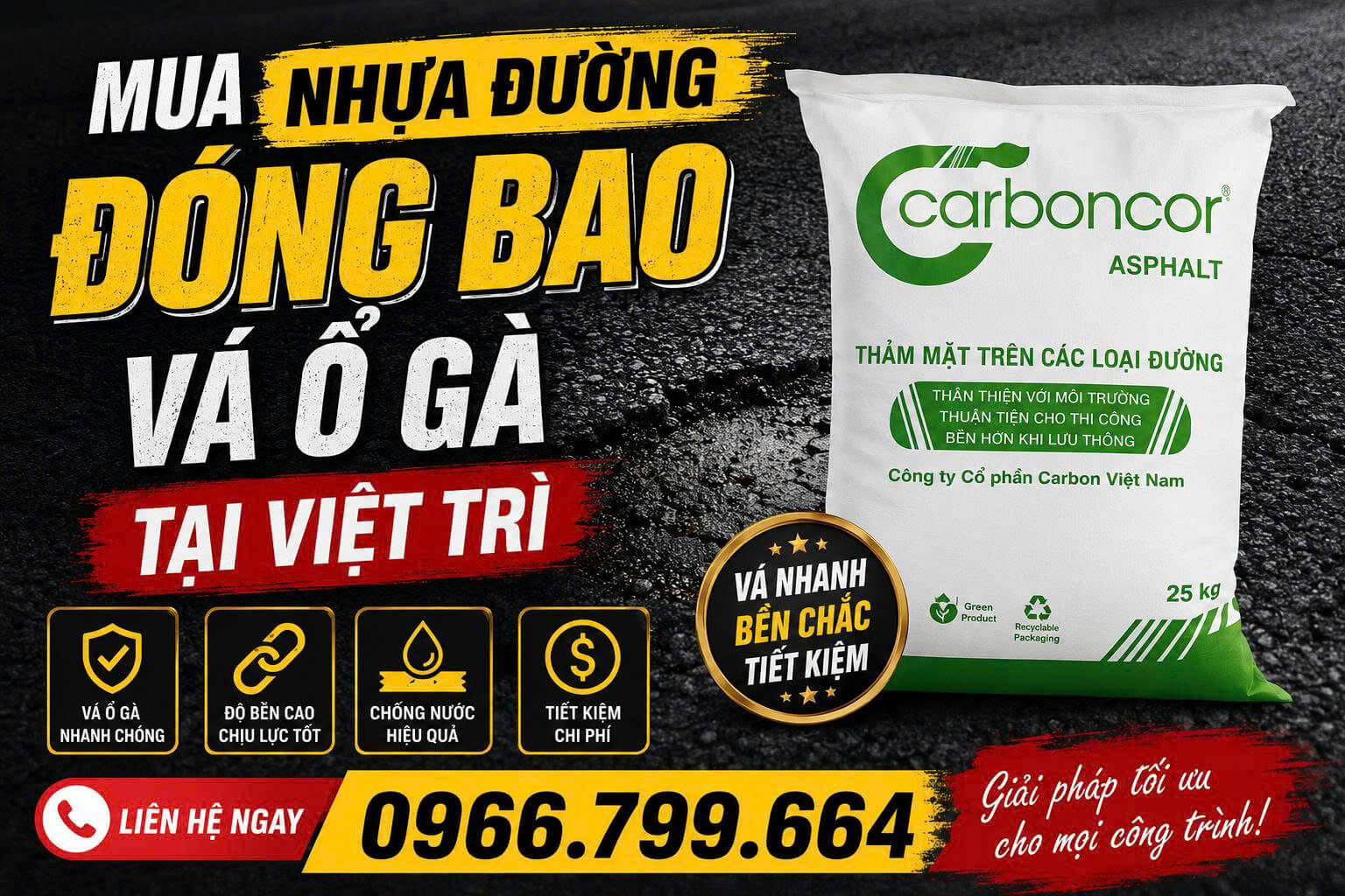 Mua Nhựa Đường Đóng Bao Vá Ổ Gà Tại Việt Trì