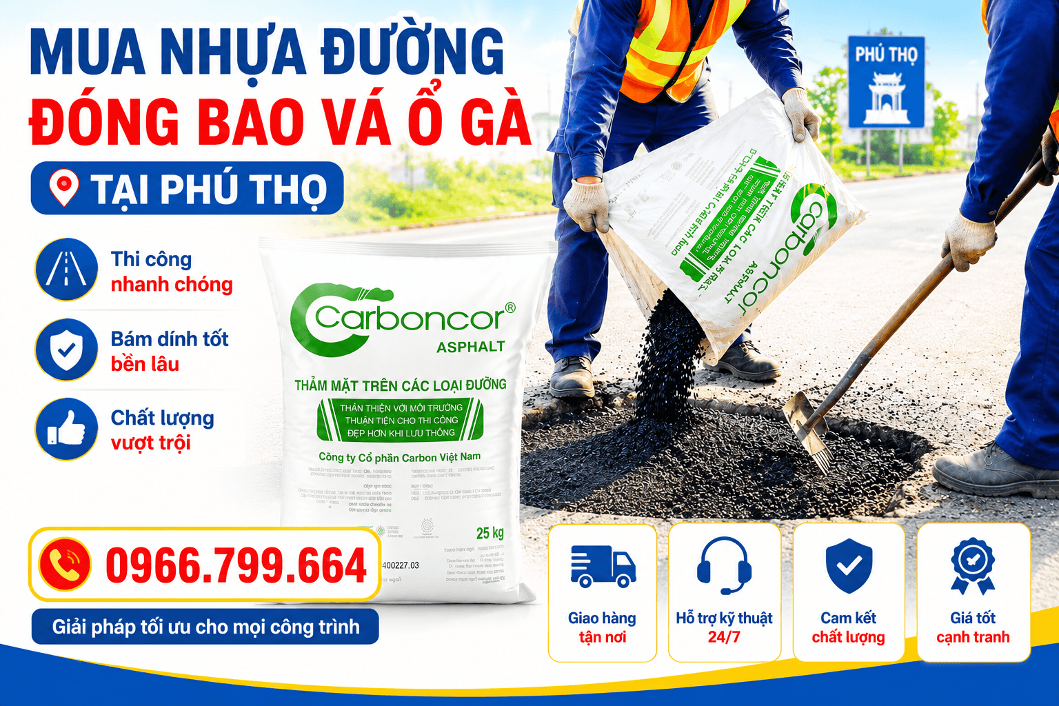 Mua Nhựa Đường Đóng Bao Vá Ổ Gà ở Phú Thọ
