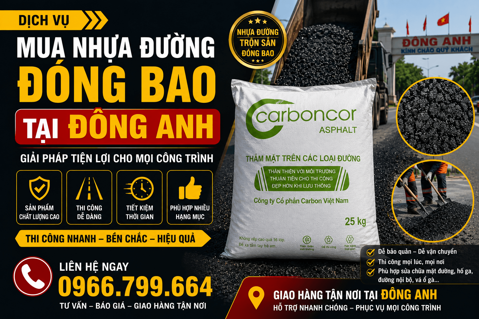 Mua Nhựa Đường Đóng Bao ở Đông Anh