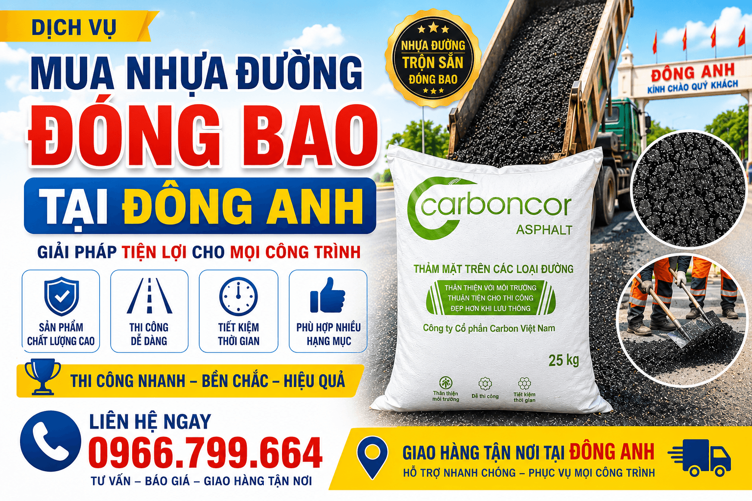 Mua Nhựa Đường Đóng Bao ở Tại Đông Anh
