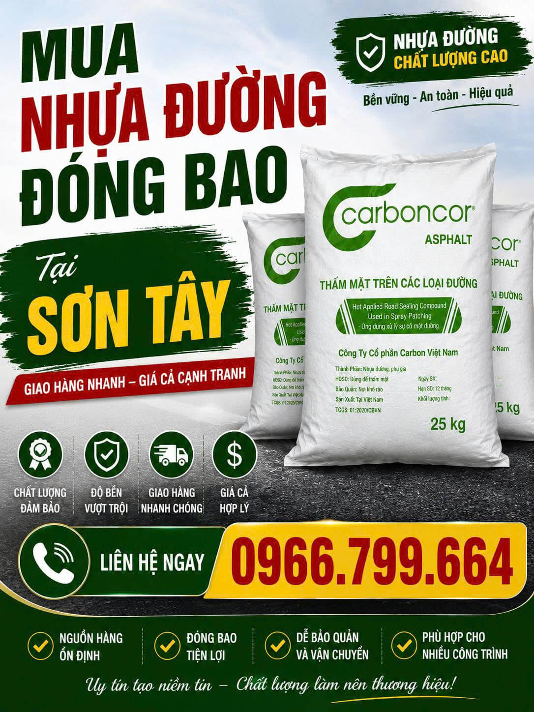 Mua Nhựa Đường Đóng Bao ở Tại Sơn Tây