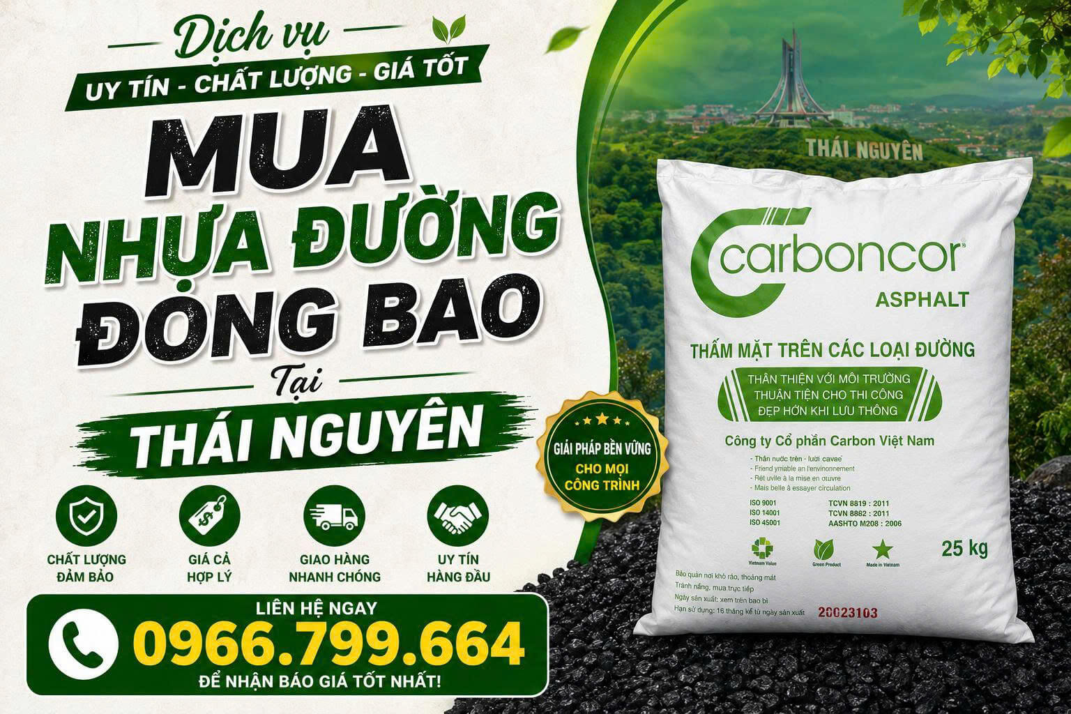 Mua Nhựa Đường Đóng Bao ở Tại Thái Nguyên