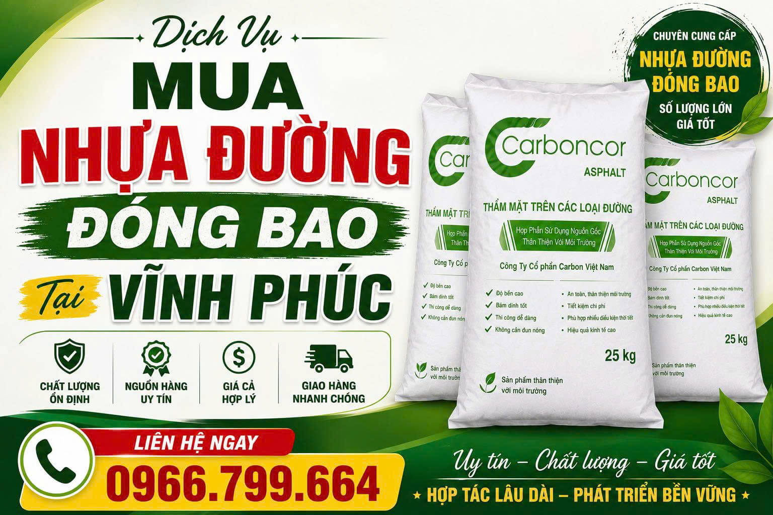 Mua Nhựa Đường Đóng Bao ở Tại Vĩnh Phúc